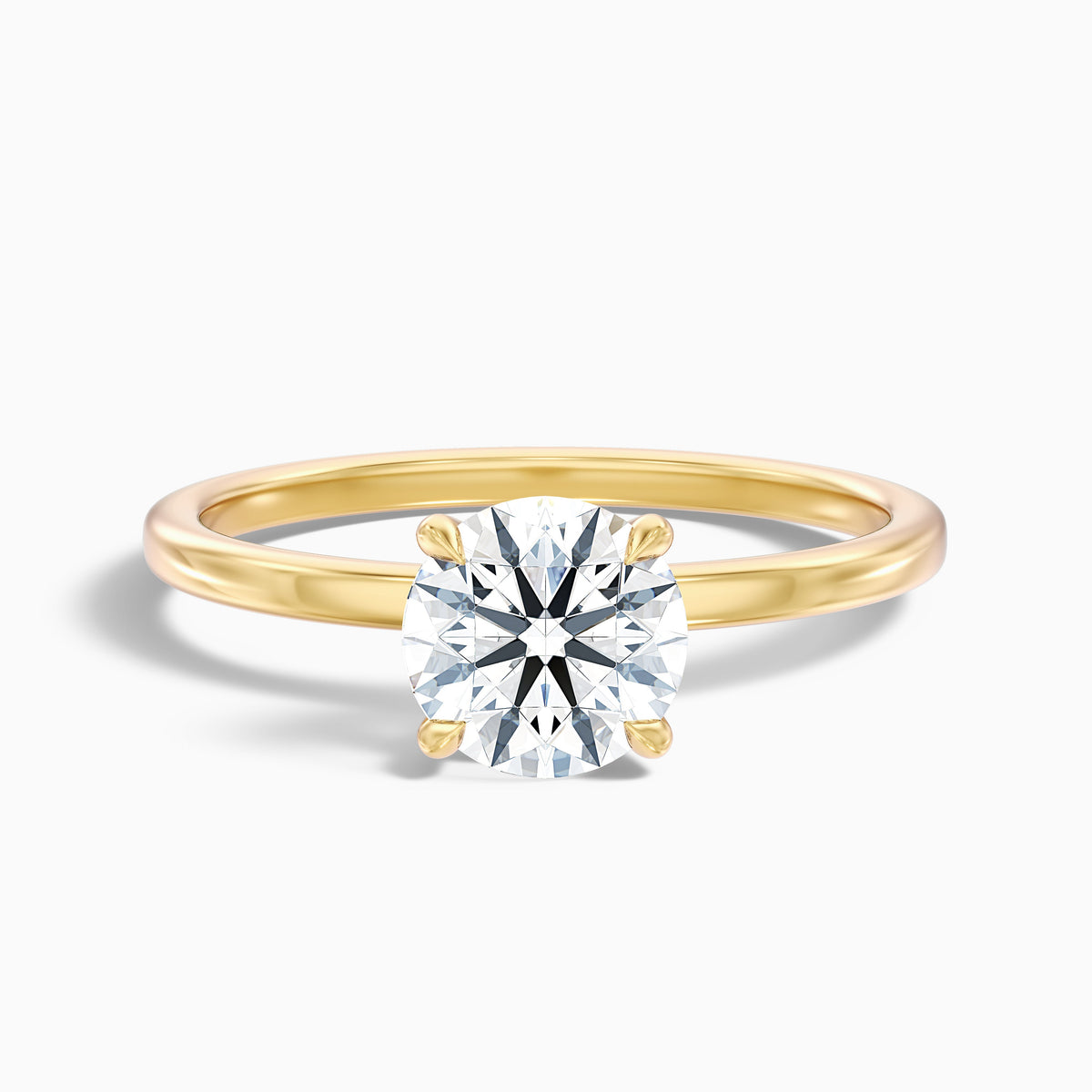 Jany 2 Carat Round Cut Solitaire Moissanite Diamond Ring in 10k Yellow Gold