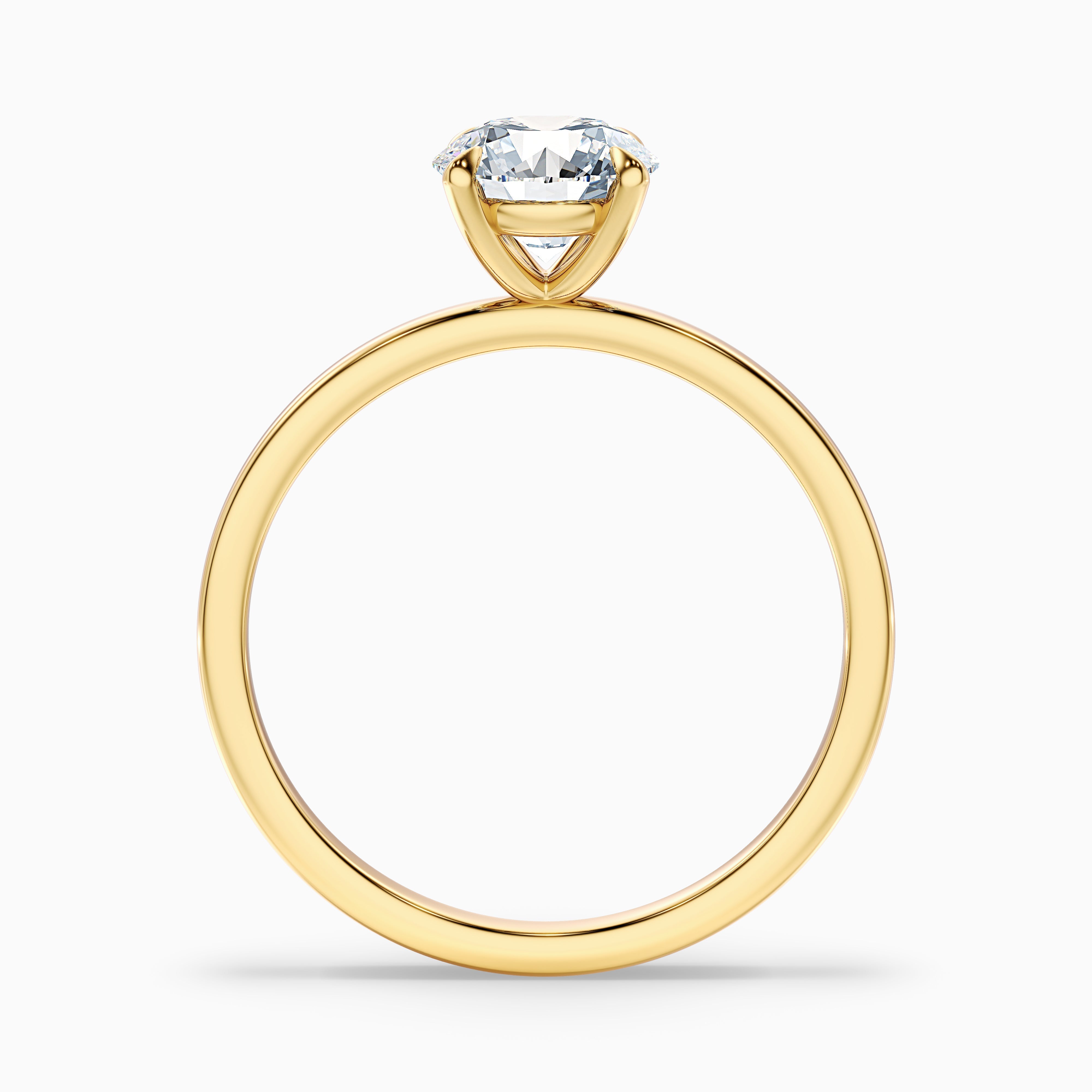 Jany 1 Carat Round Cut Solitaire Moissanite Diamond Ring in 14k Yellow Gold