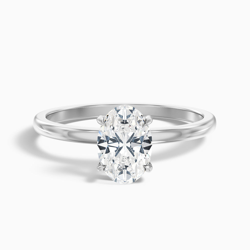 Jade 2 Carat Oval Cut Solitaire Moissanite Diamond Ring in 10k White Gold