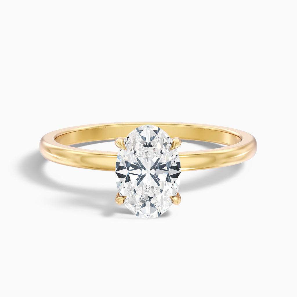Jade 1 Carat Oval Cut Solitaire Moissanite Diamond Ring in 14k Rose Gold