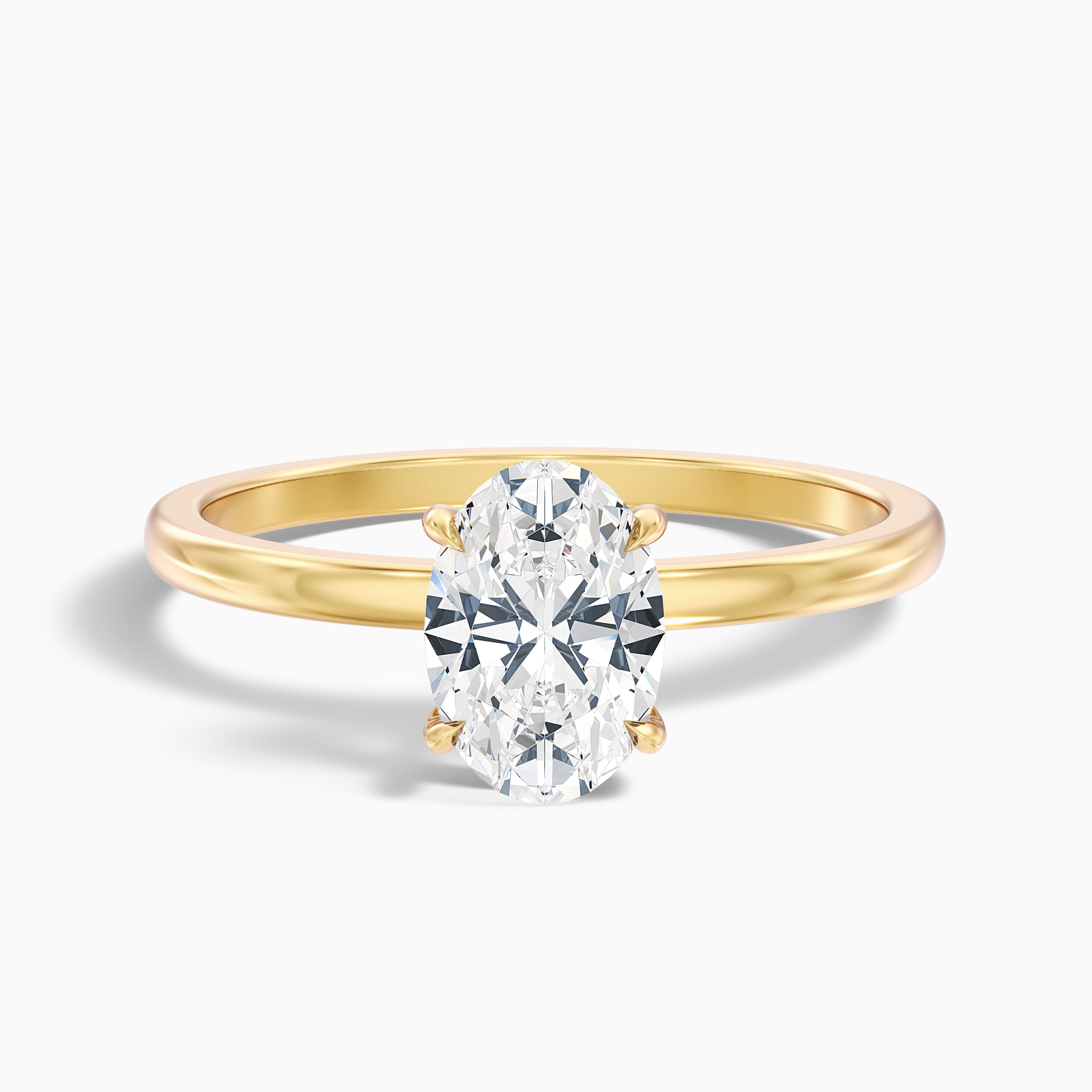 Jade 5.5 Carat Oval Cut Solitaire Moissanite Diamond Ring in 14k Yellow Gold