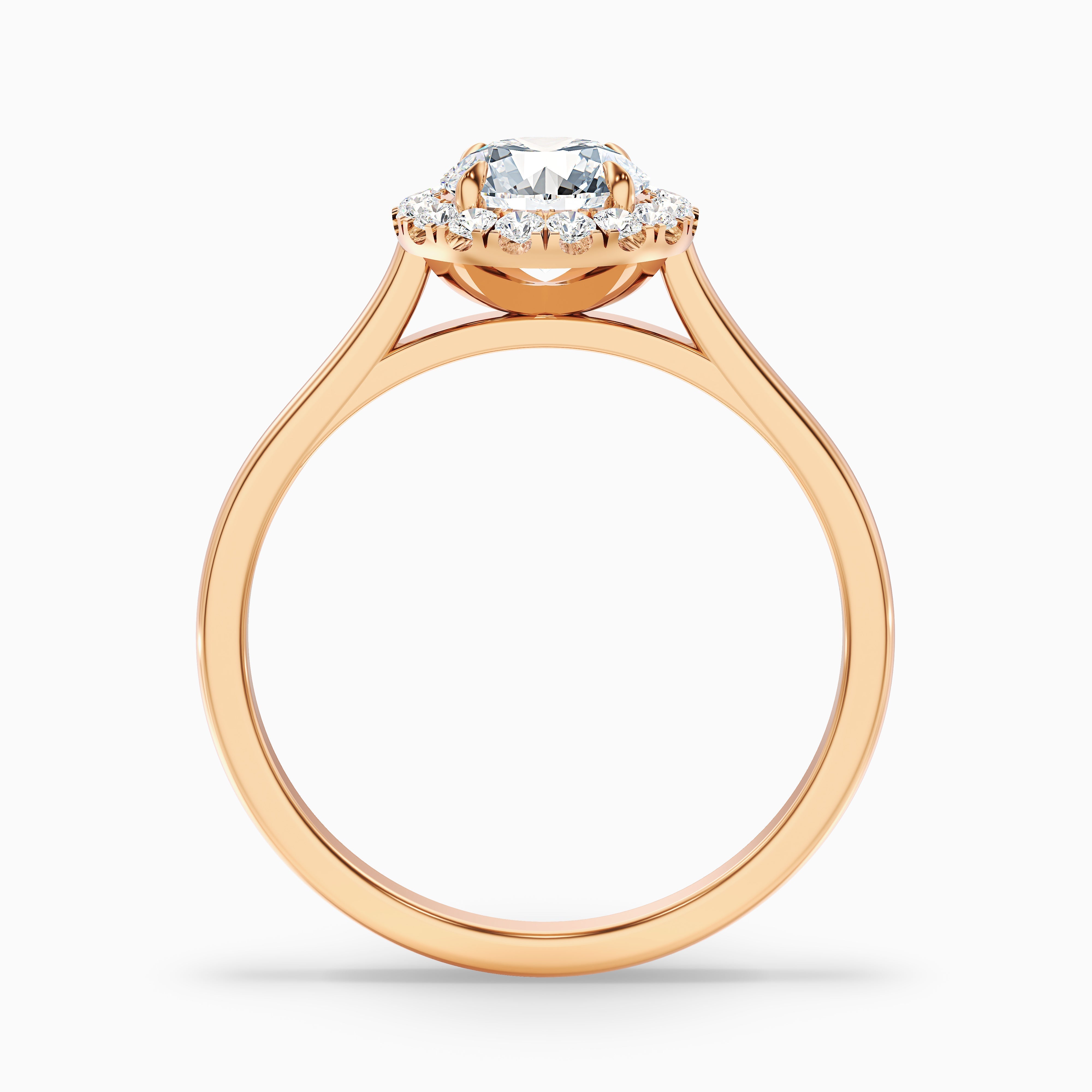 Iva 5 Carat Round Halo Moissanite Diamond Ring in 18k Rose Gold