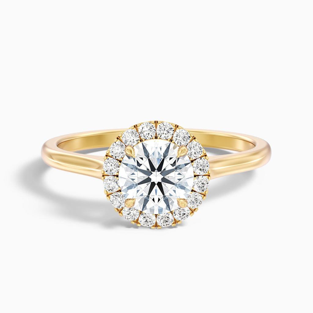 Iva 1.5 Carat Round Halo Moissanite Diamond Ring in 14k Yellow Gold