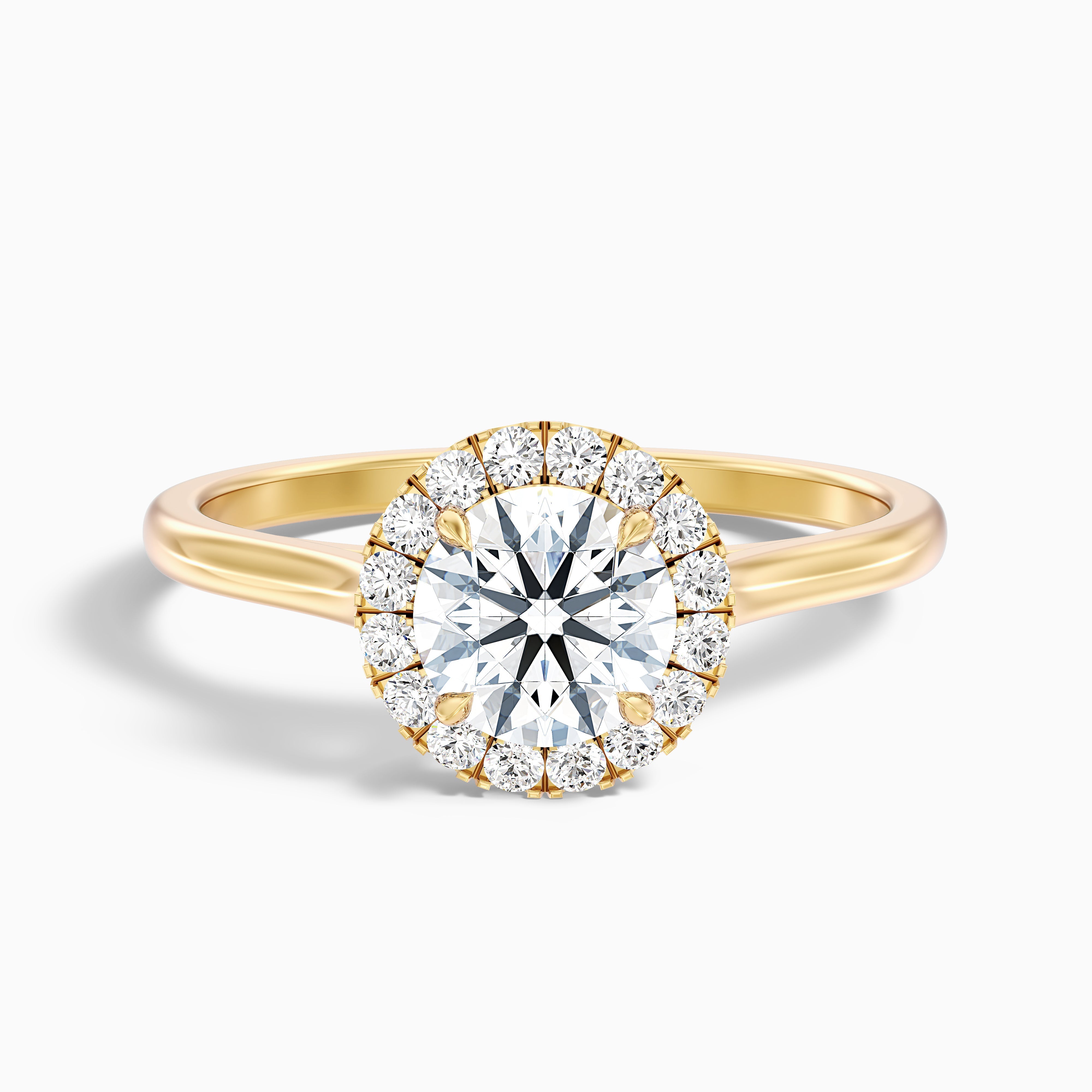 Iva 3.5 Carat Round Halo Moissanite Diamond Ring in 18k Yellow Gold