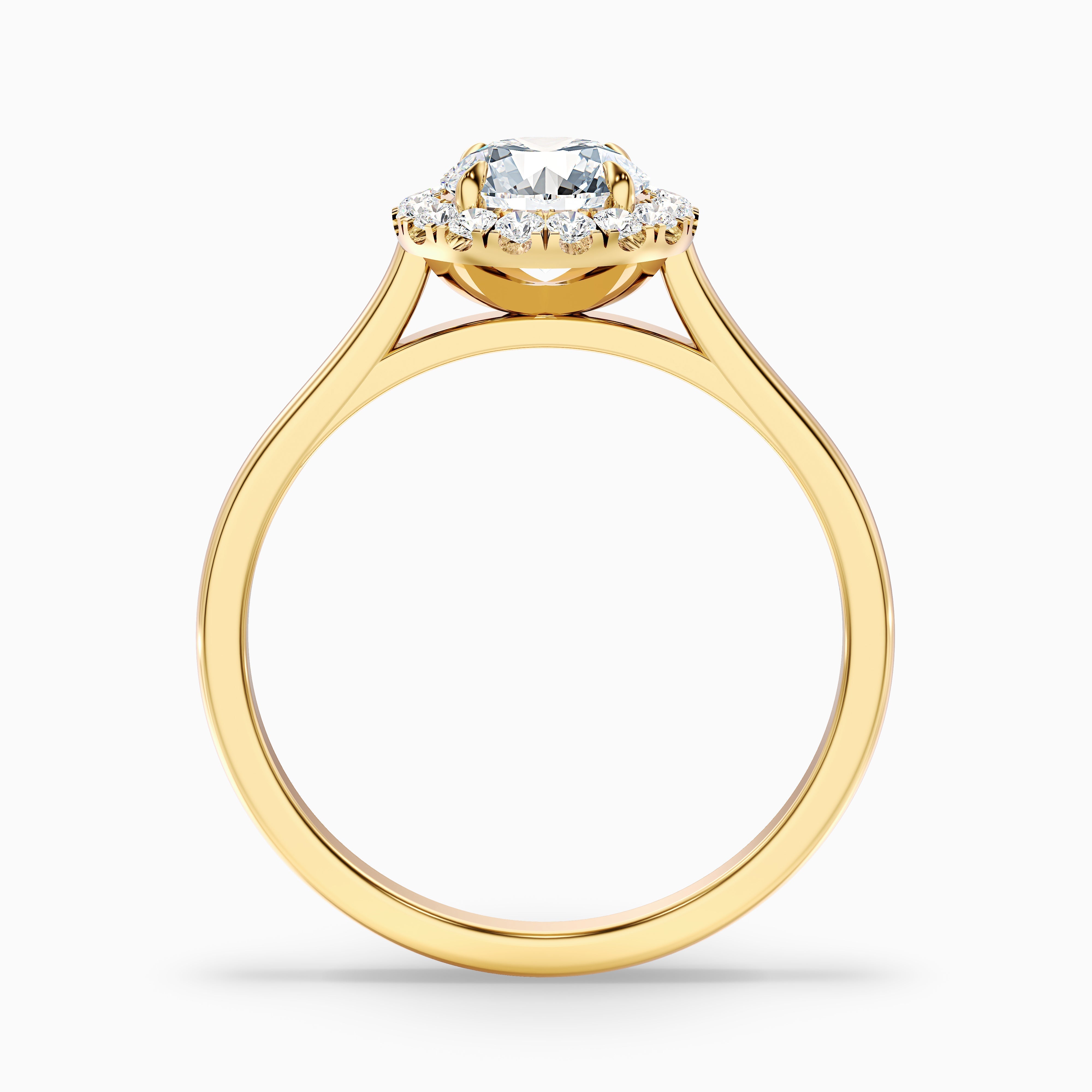 Iva 5 Carat Round Halo Moissanite Diamond Ring in 10k Yellow Gold