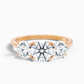 Iris 4.5 Carat Round Three Stone Moissanite Diamond Ring in 10k Rose Gold