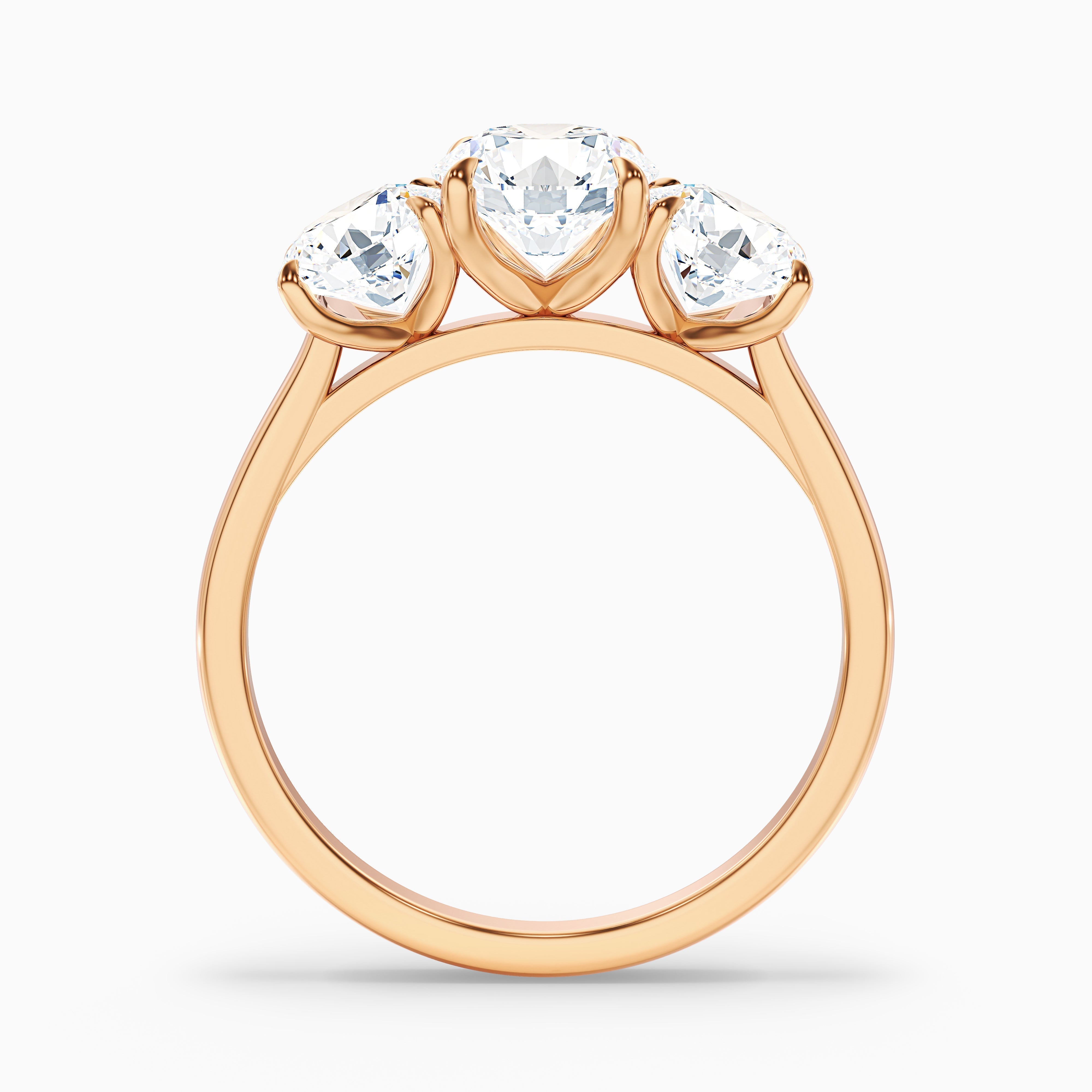 Iris 1.5 Carat Round Three Stone Moissanite Diamond Ring in 14k Yellow Gold