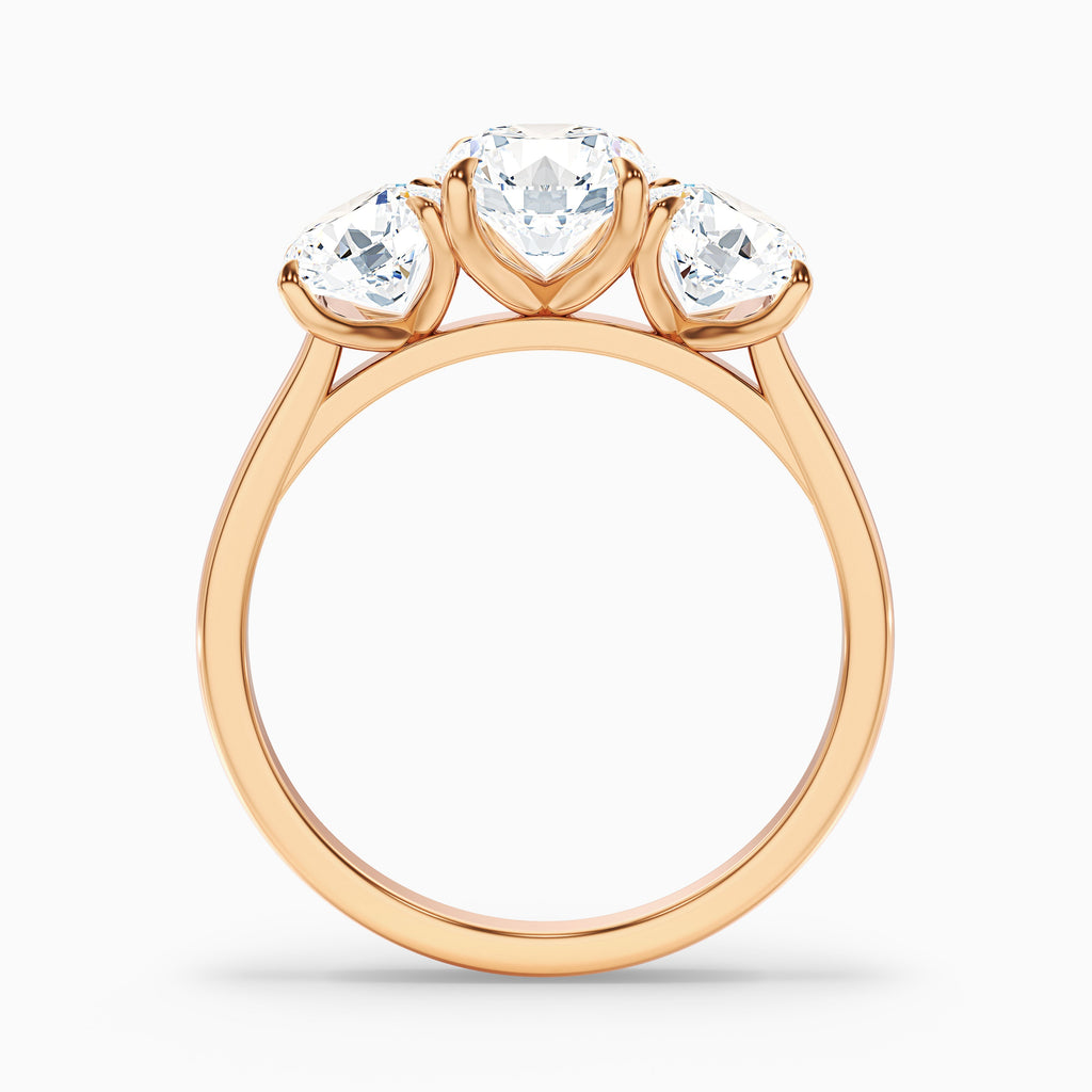 Iris 5.5 Carat Round Three Stone Moissanite Diamond Ring in 10k Rose Gold