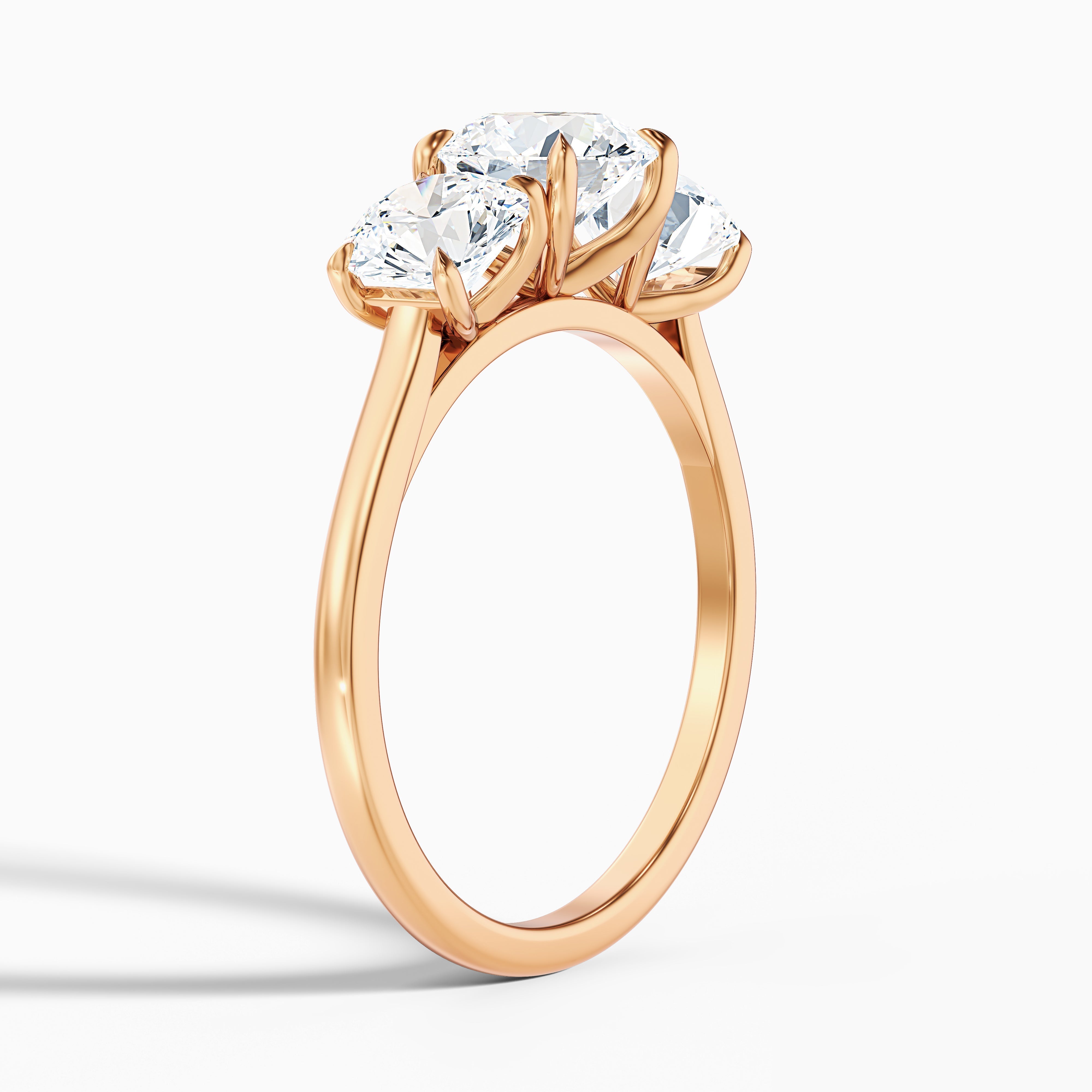 Iris 4.5 Carat Round Three Stone Moissanite Diamond Ring in 14k White Gold