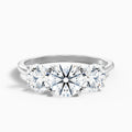 Iris 3 Carat Round Three Stone Moissanite Diamond Ring in Platinum