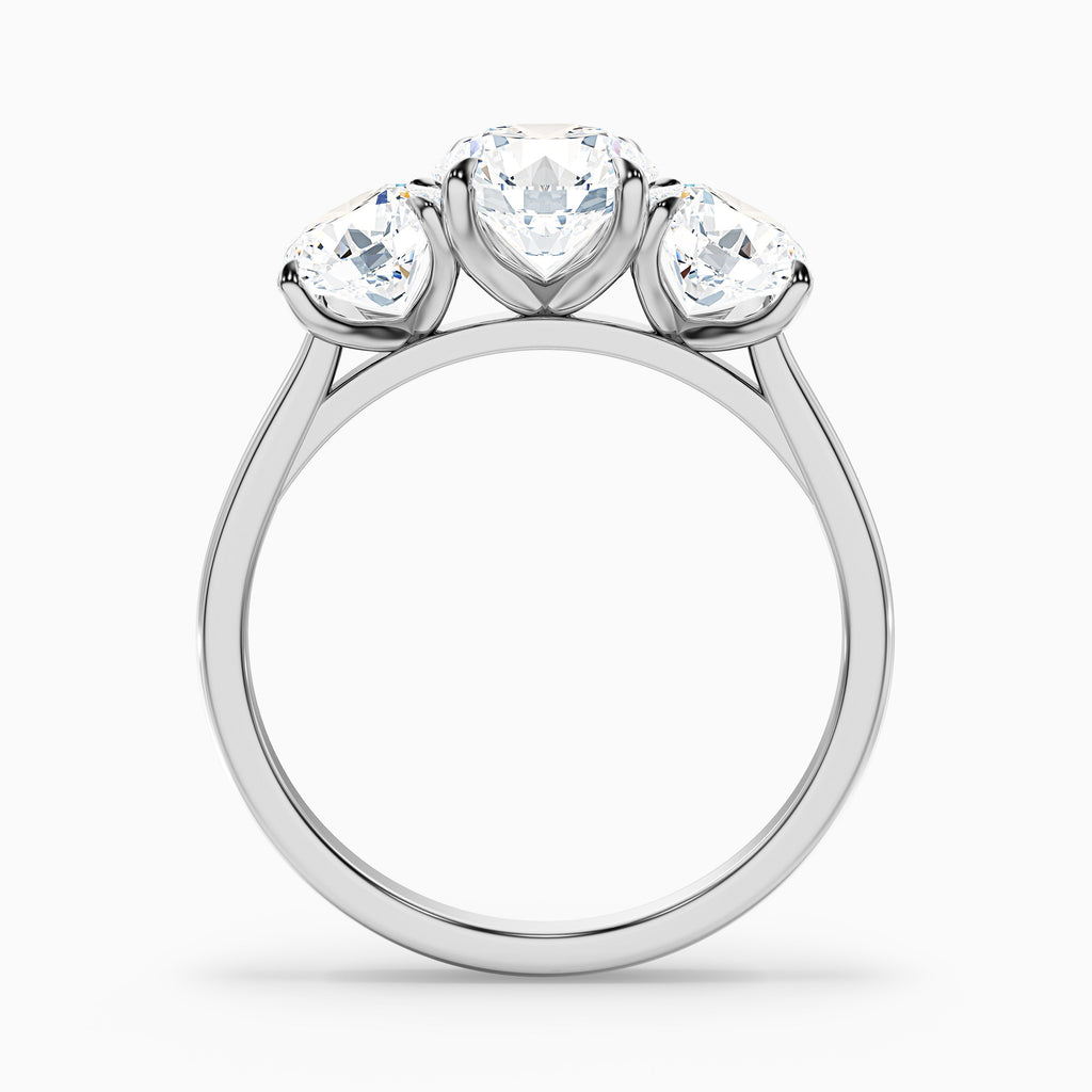 Iris 4.5 Carat Round Three Stone Moissanite Diamond Ring in 18k White Gold