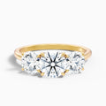 Iris 2 Carat Round Three Stone Moissanite Diamond Ring in 18k Yellow Gold