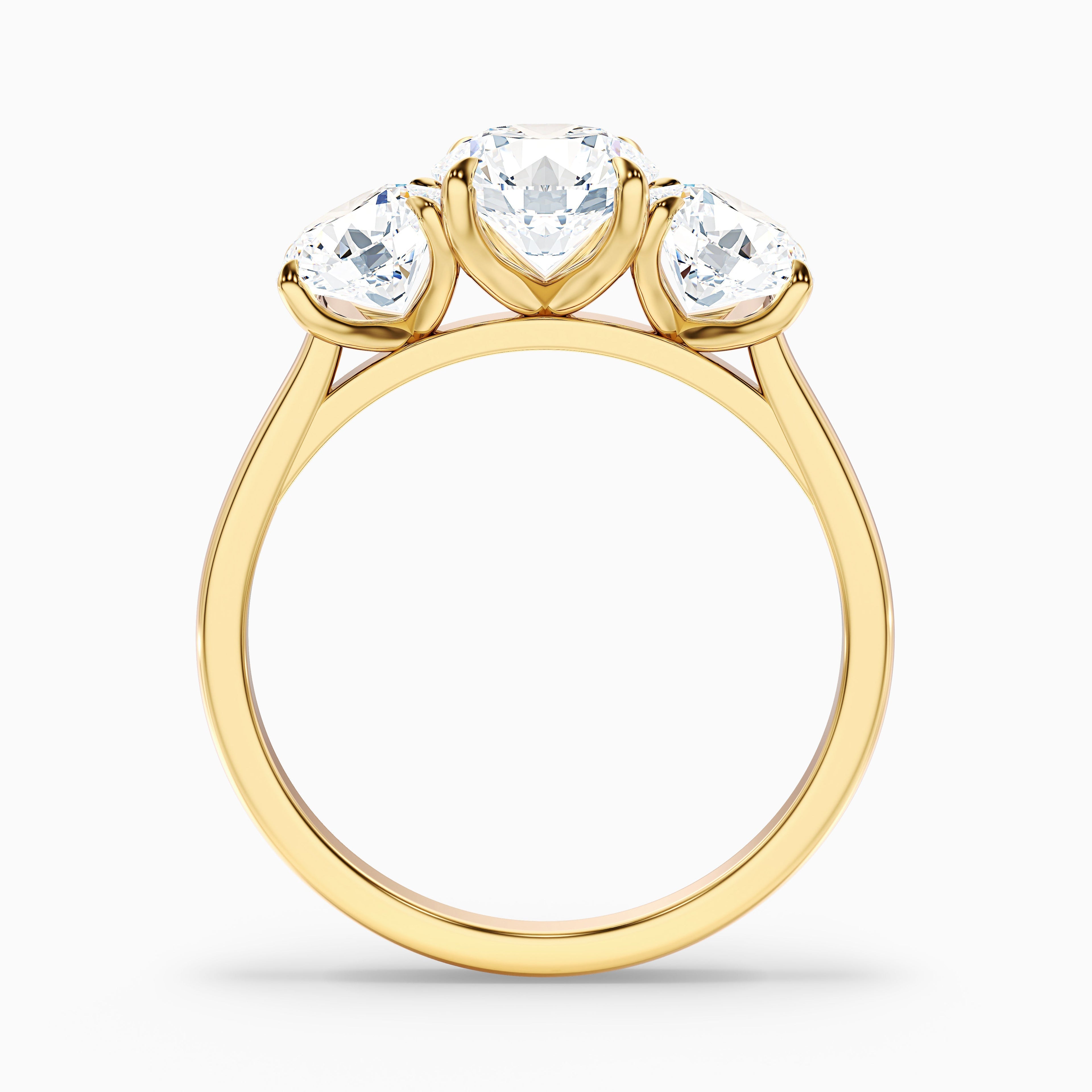 Iris 3.5 Carat Round Three Stone Moissanite Diamond Ring in 10k White Gold