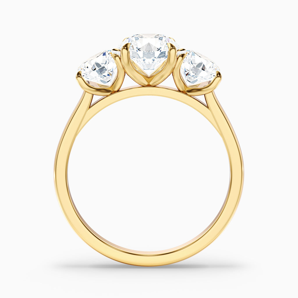 Iris 2 Carat Round Three Stone Moissanite Diamond Ring in 14k Rose Gold