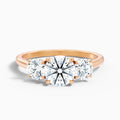 Hana 5 Carat Round Three Stone Moissanite Diamond Ring in 14k Rose Gold