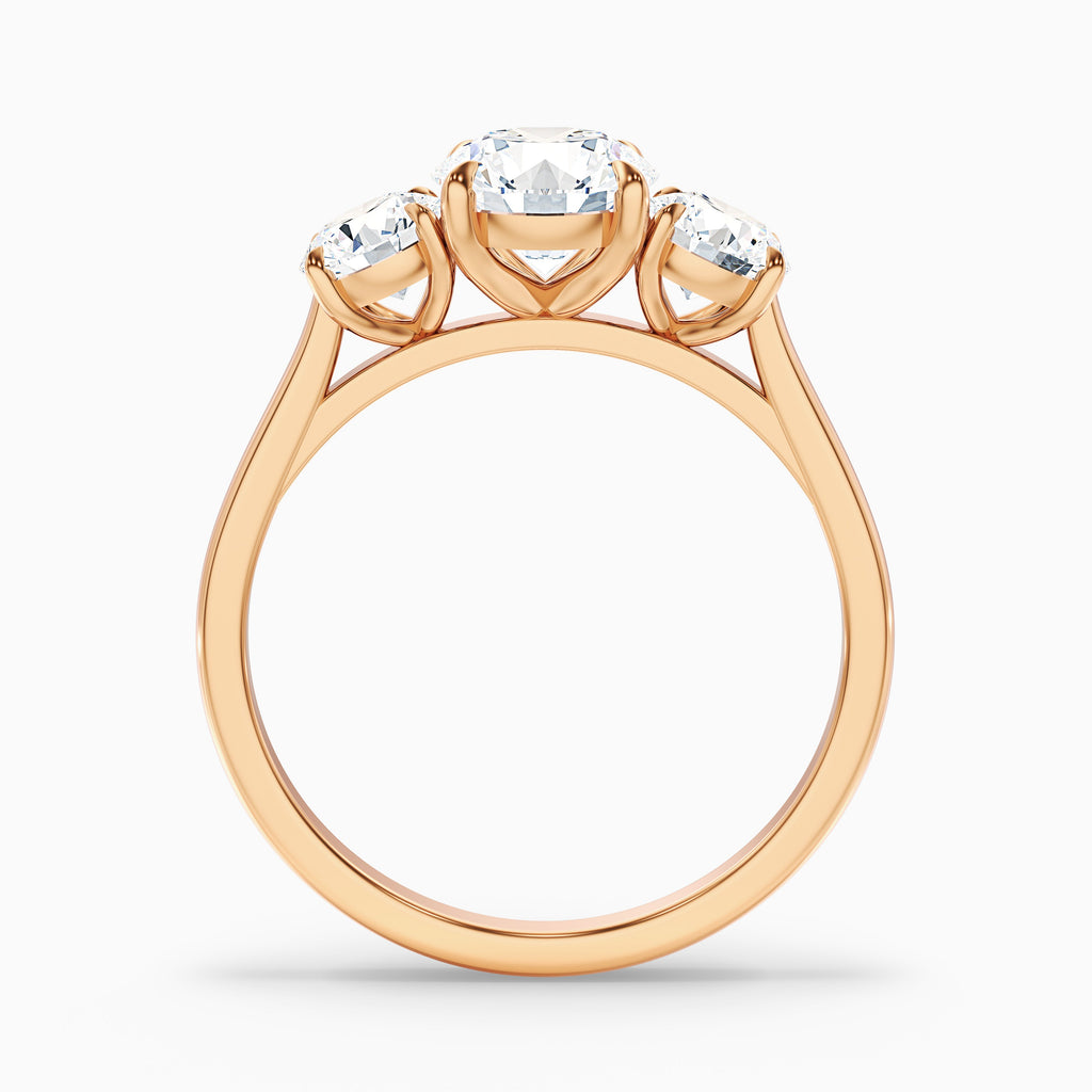 Hana 1 Carat Round Three Stone Moissanite Diamond Ring in 14k Yellow Gold