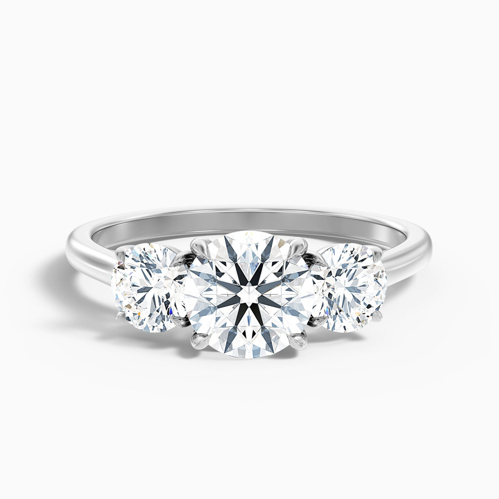 Hana 5.5 Carat Round Three Stone Moissanite Diamond Ring in 14k White Gold