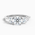Hana 3.5 Carat Round Three Stone Moissanite Diamond Ring in Platinum