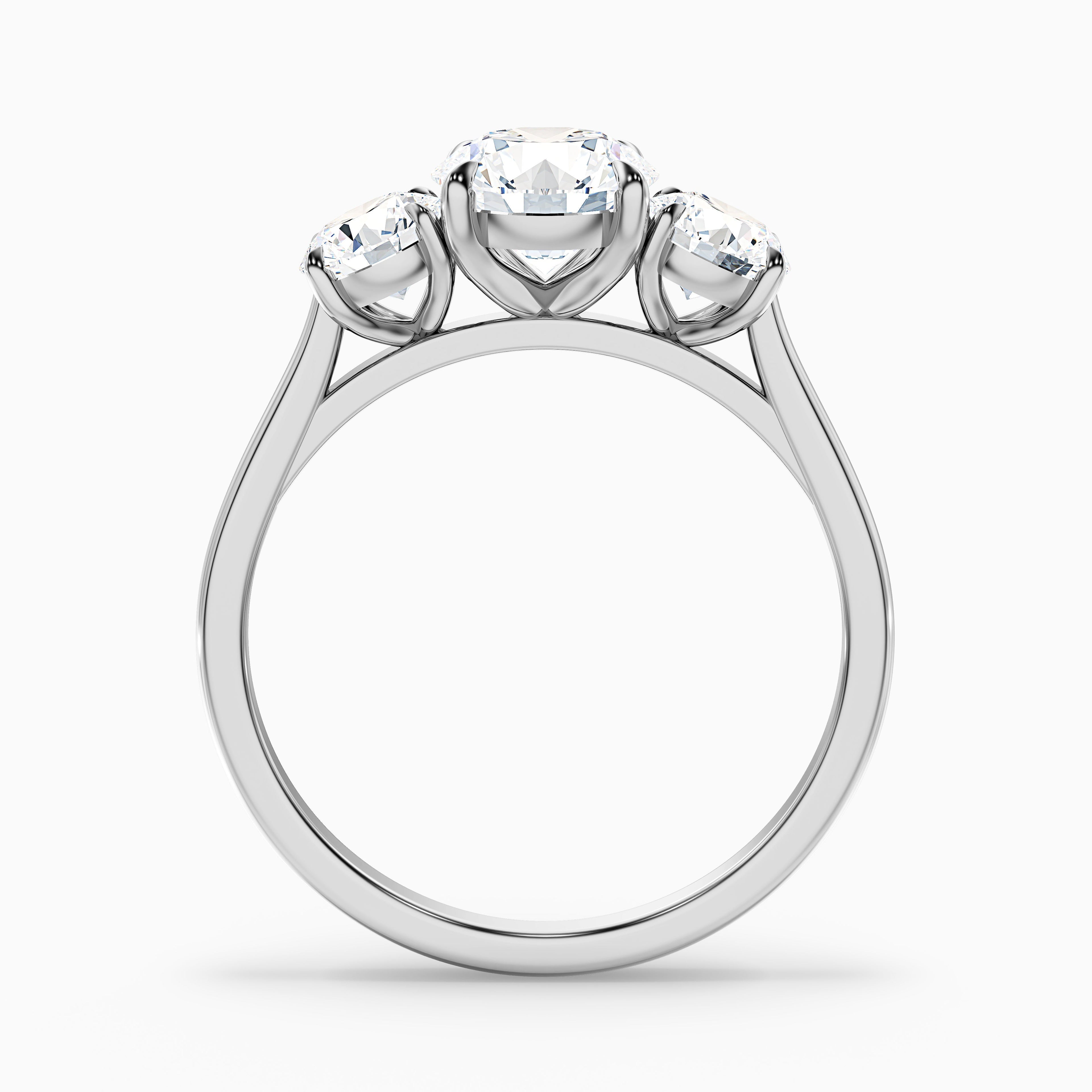 Hana 2.5 Carat Round Three Stone Moissanite Diamond Ring in 14k Yellow Gold