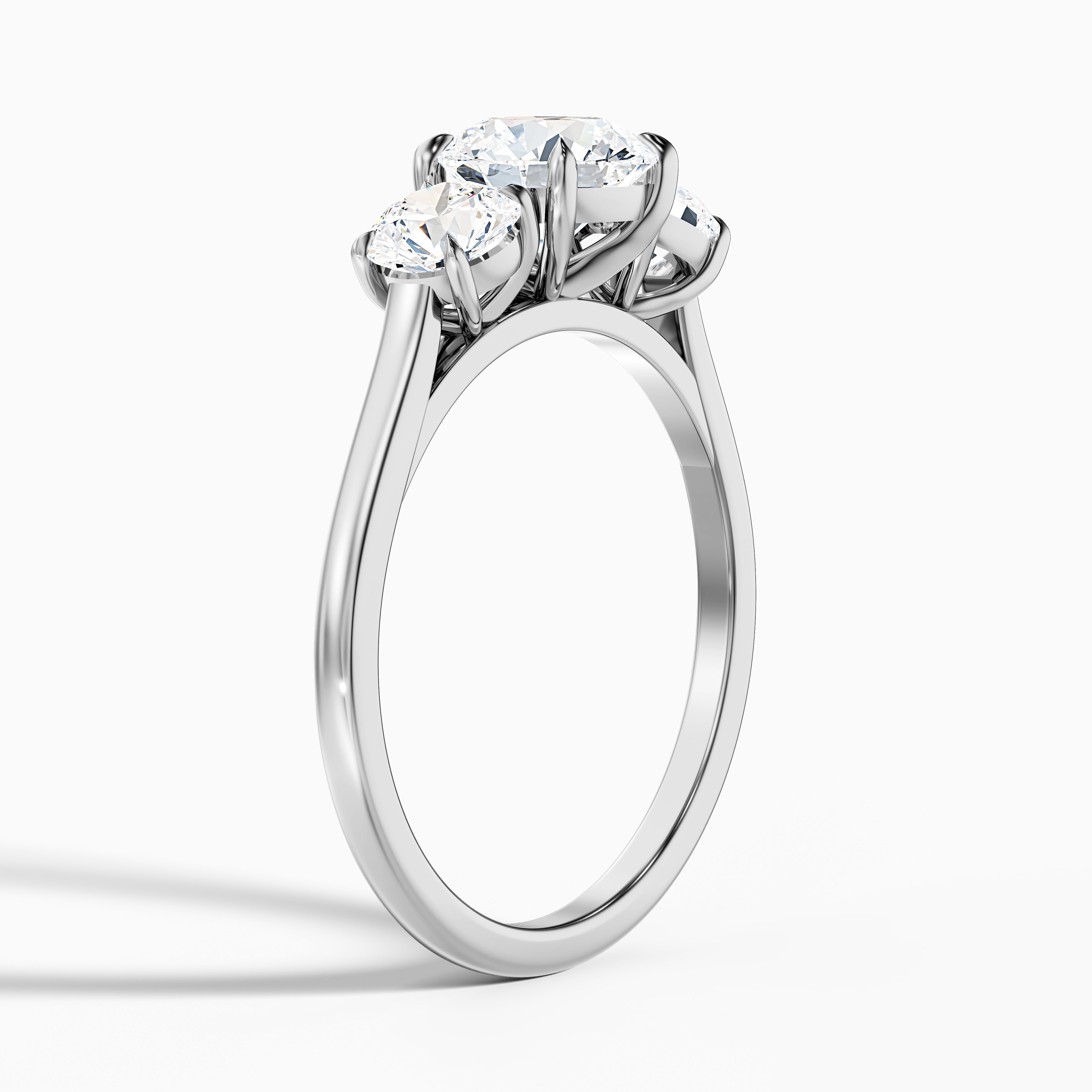 Hana 4 Carat Round Three Stone Moissanite Diamond Ring in 14k Rose Gold