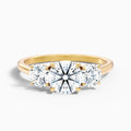 Hana 4 Carat Round Three Stone Moissanite Diamond Ring in 14k Yellow Gold