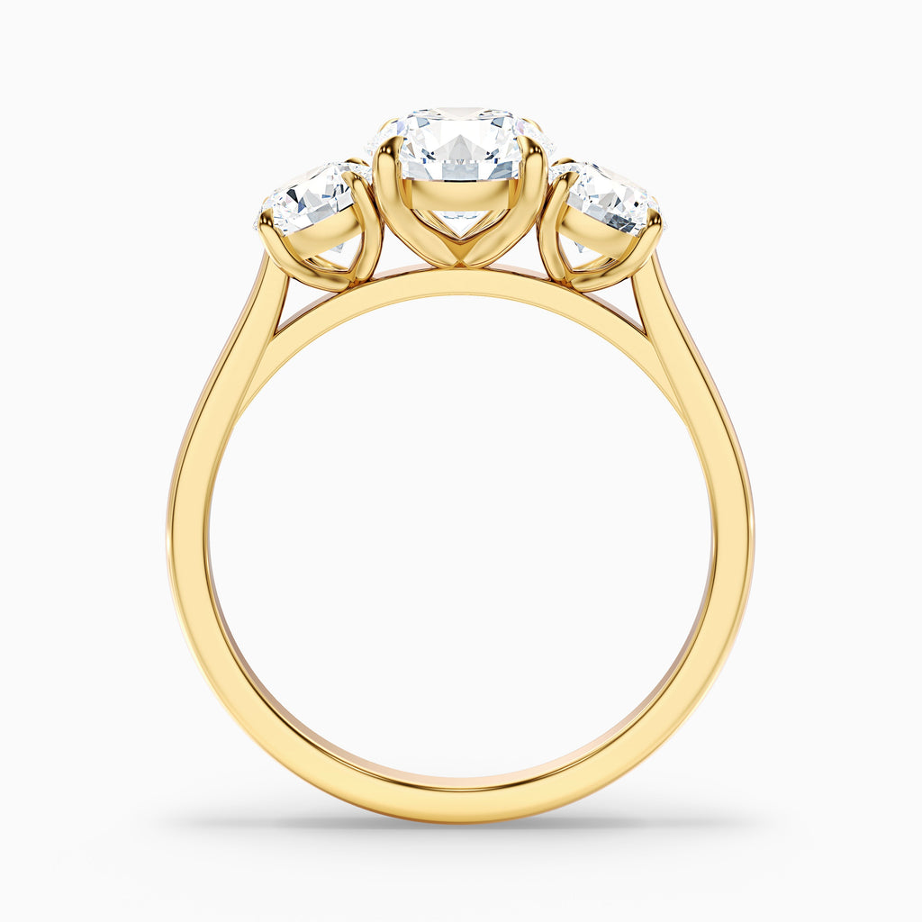 Hana 5 Carat Round Three Stone Moissanite Diamond Ring in 10k White Gold