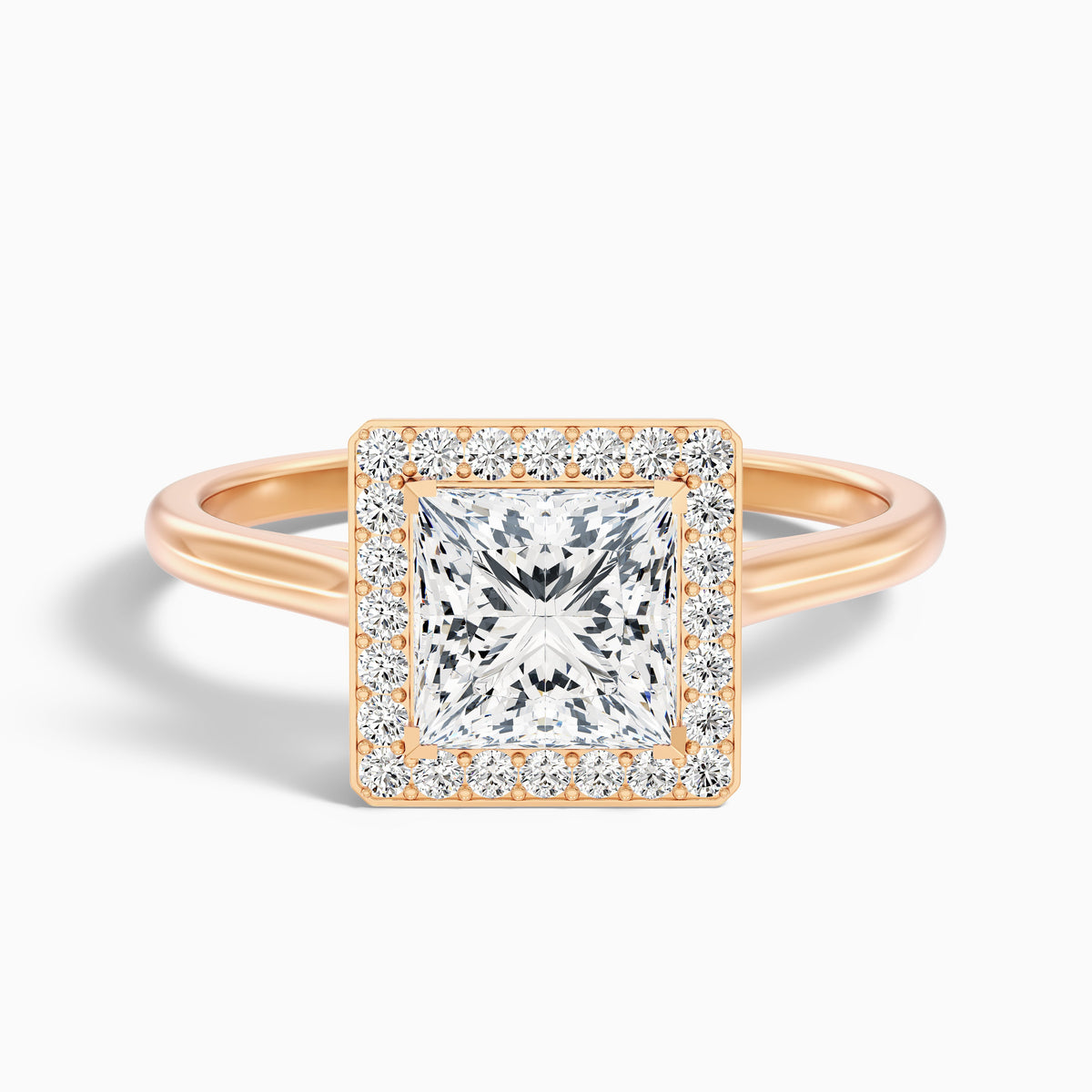 Fiona 2 Carat Princess Cut Halo Pave Moissanite Diamond Ring in 18k White Gold