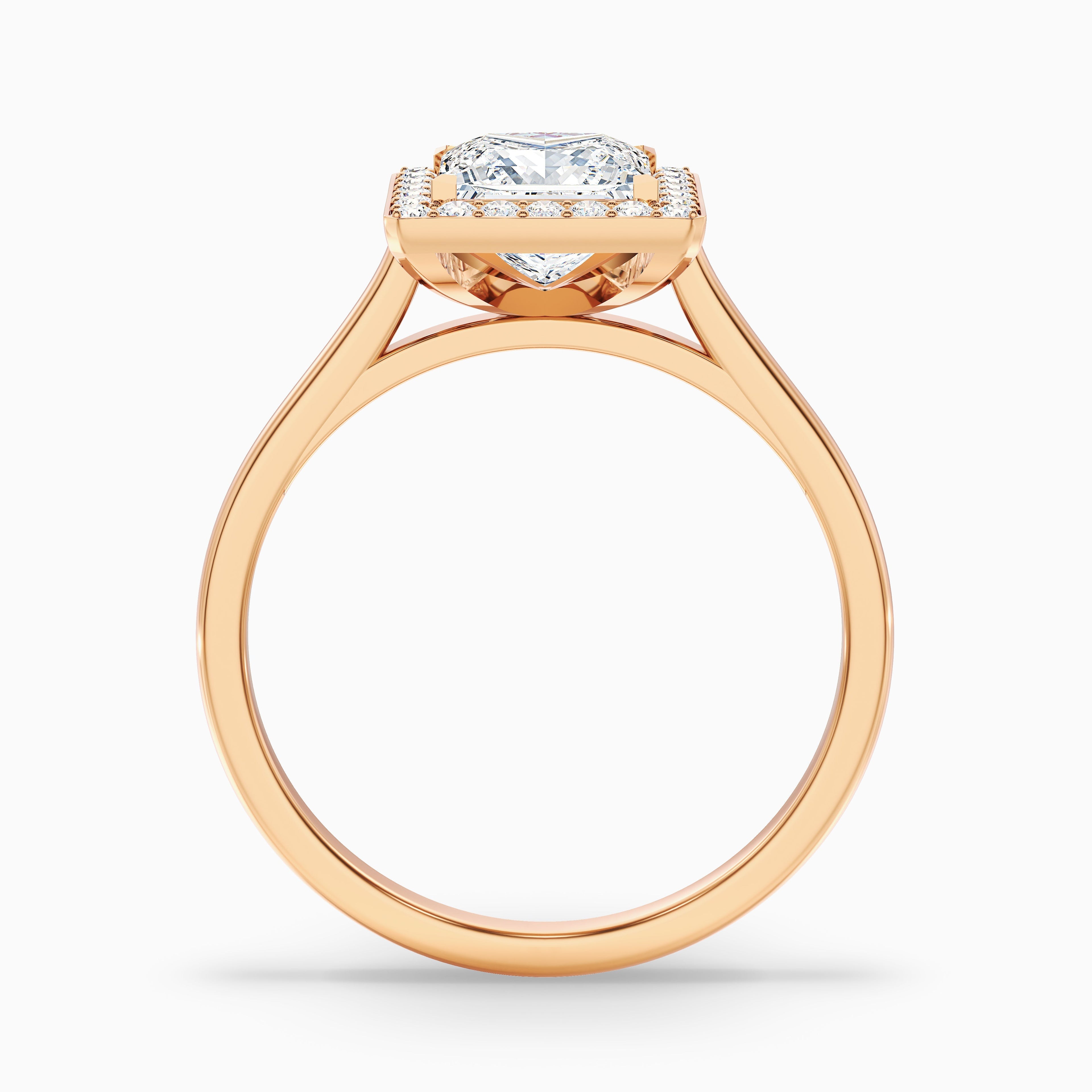 Fiona 3 Carat Princess Cut Halo Pave Moissanite Diamond Ring in 14k White Gold