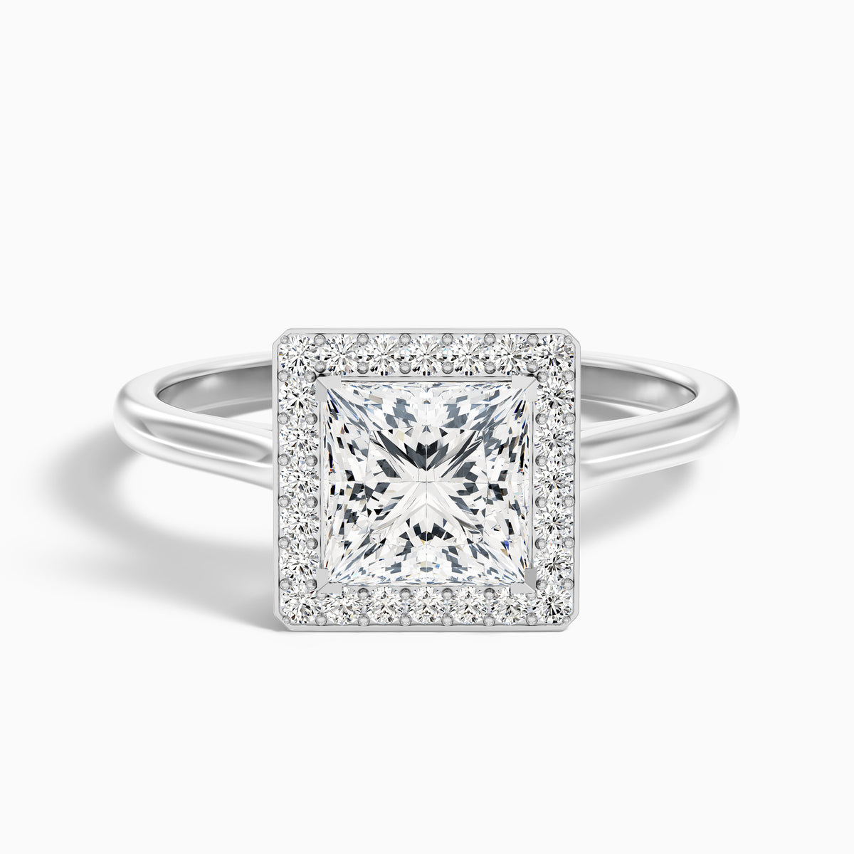 Fiona 5 Carat Princess Cut Halo Pave Moissanite Diamond Ring in 18k Yellow Gold