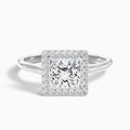 Fiona 4.5 Carat Princess Cut Halo Pave Moissanite Diamond Ring in 14k White Gold