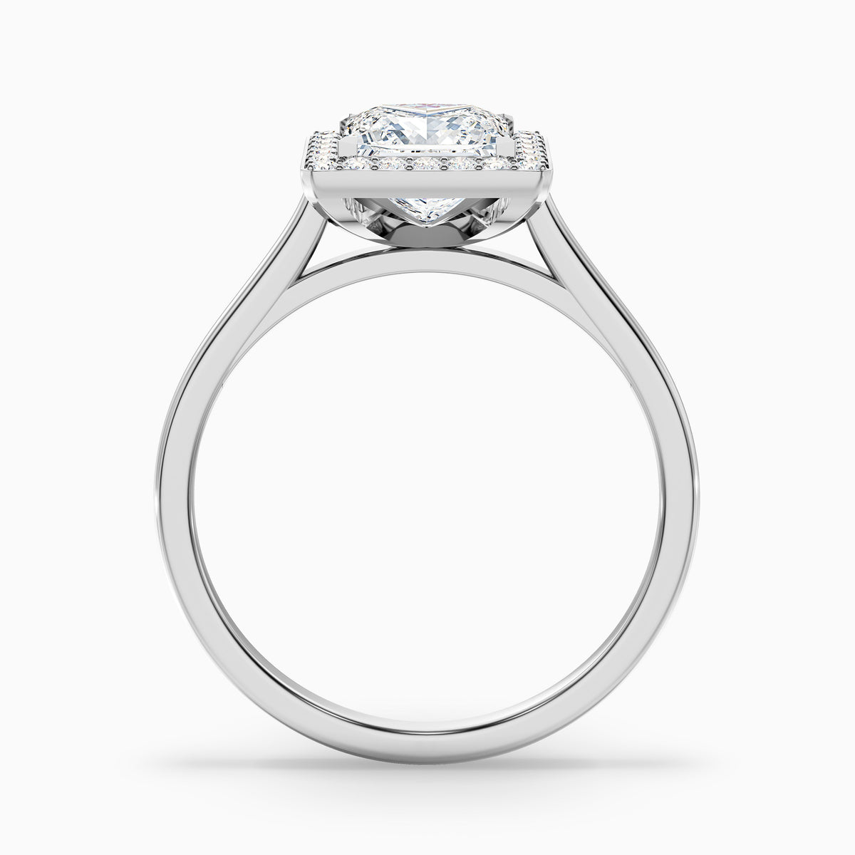 Fiona 2 Carat Princess Cut Halo Pave Moissanite Diamond Ring in 14k Yellow Gold