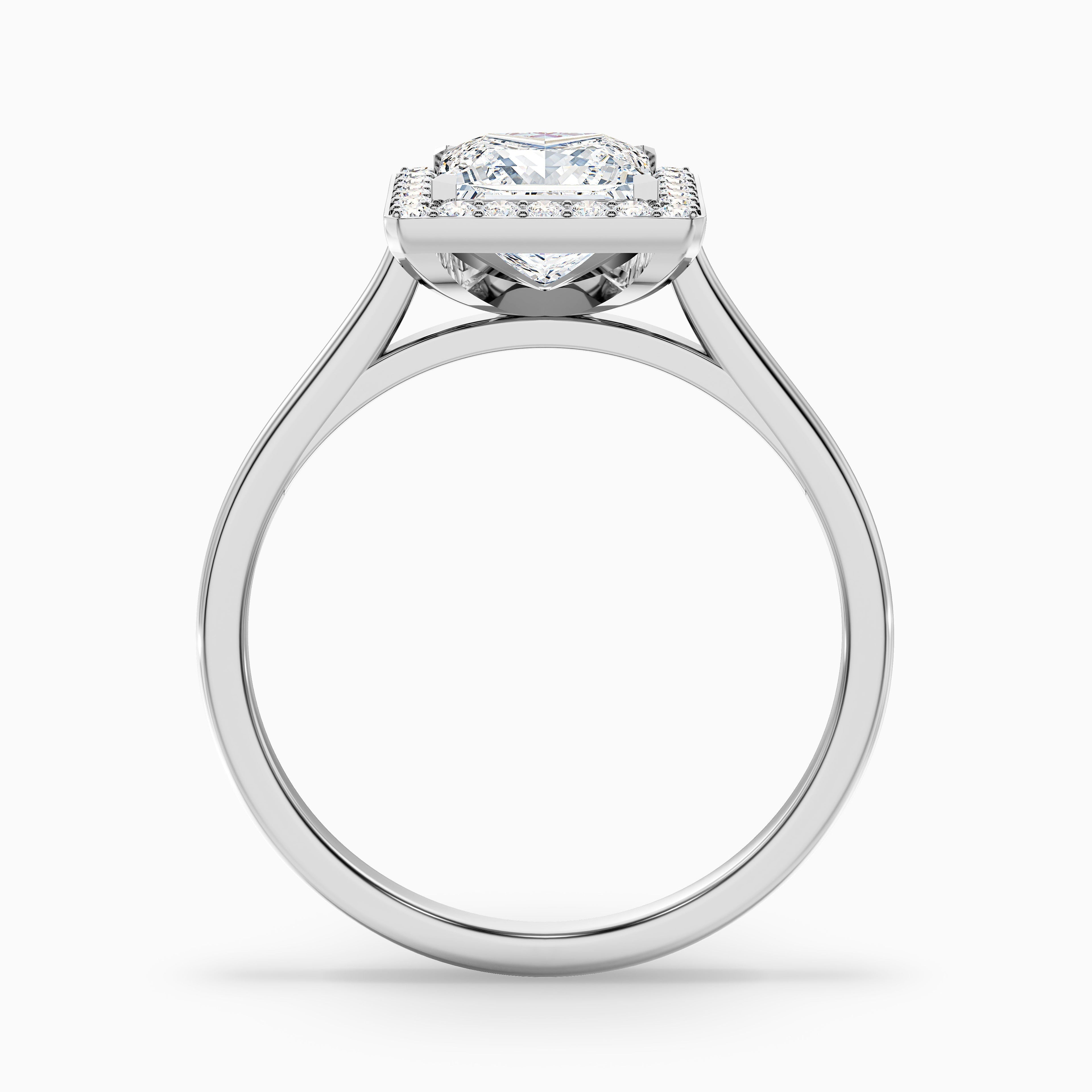 Fiona 3 Carat Princess Cut Halo Pave Moissanite Diamond Ring in 10k Rose Gold