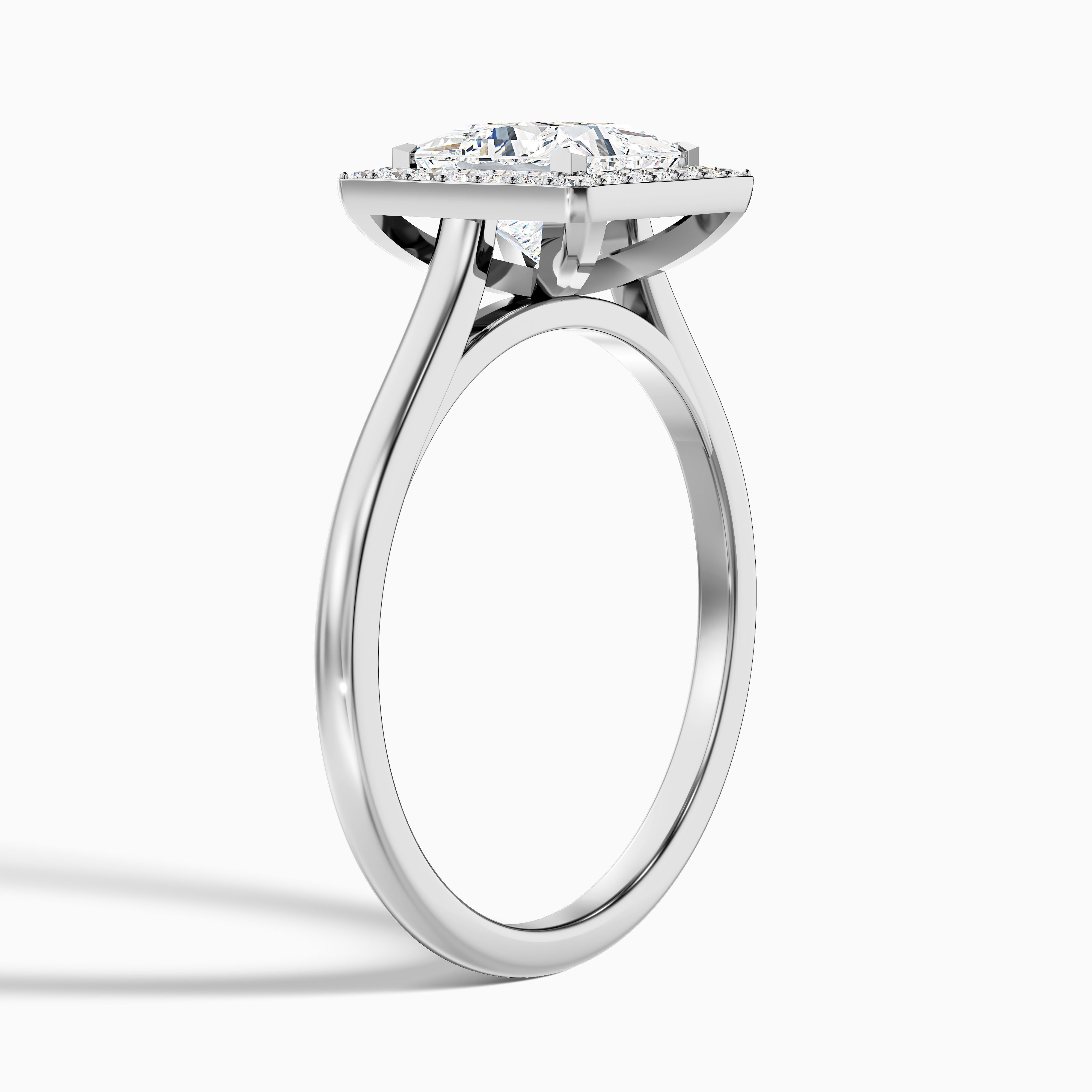 Fiona 2.5 Carat Princess Cut Halo Pave Moissanite Diamond Ring in Platinum