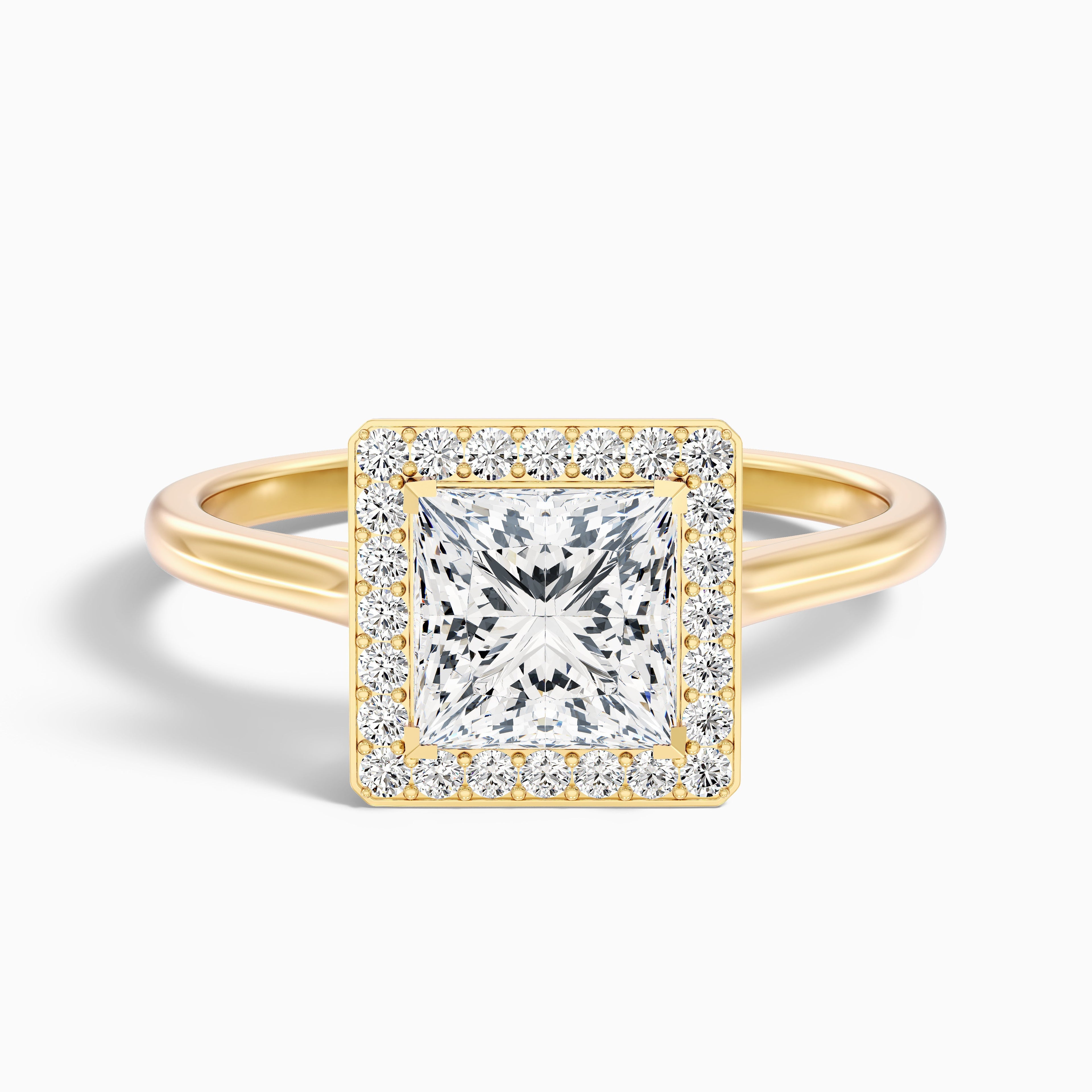 Fiona 3.5 Carat Princess Cut Halo Pave Moissanite Diamond Ring in Platinum