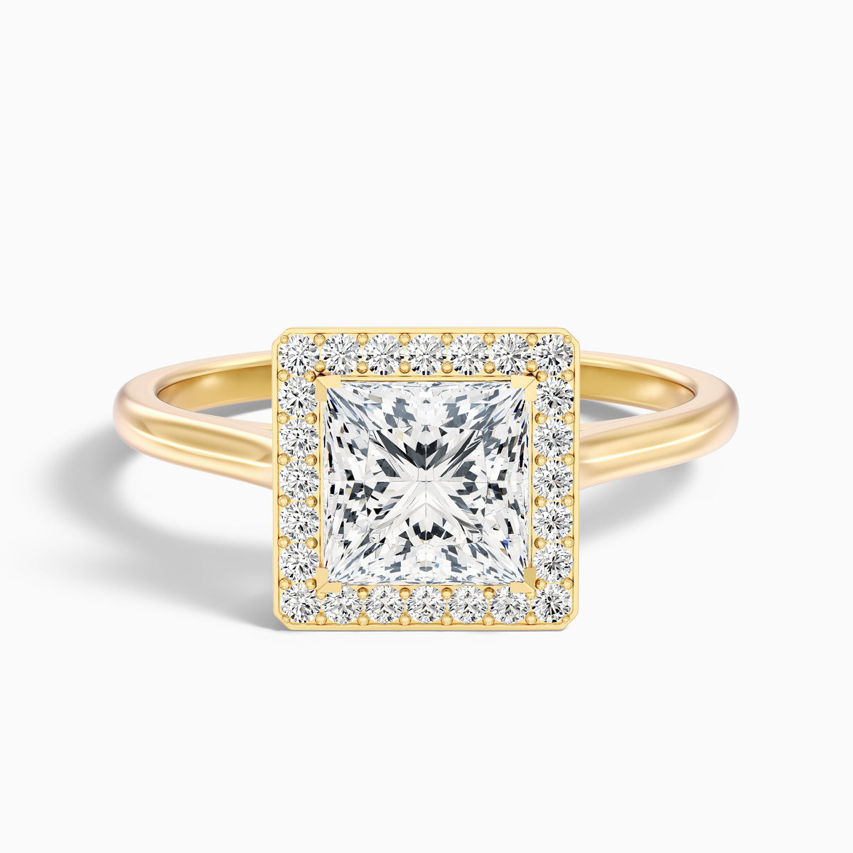 Fiona 5 Carat Princess Cut Halo Pave Moissanite Diamond Ring in 18k White Gold