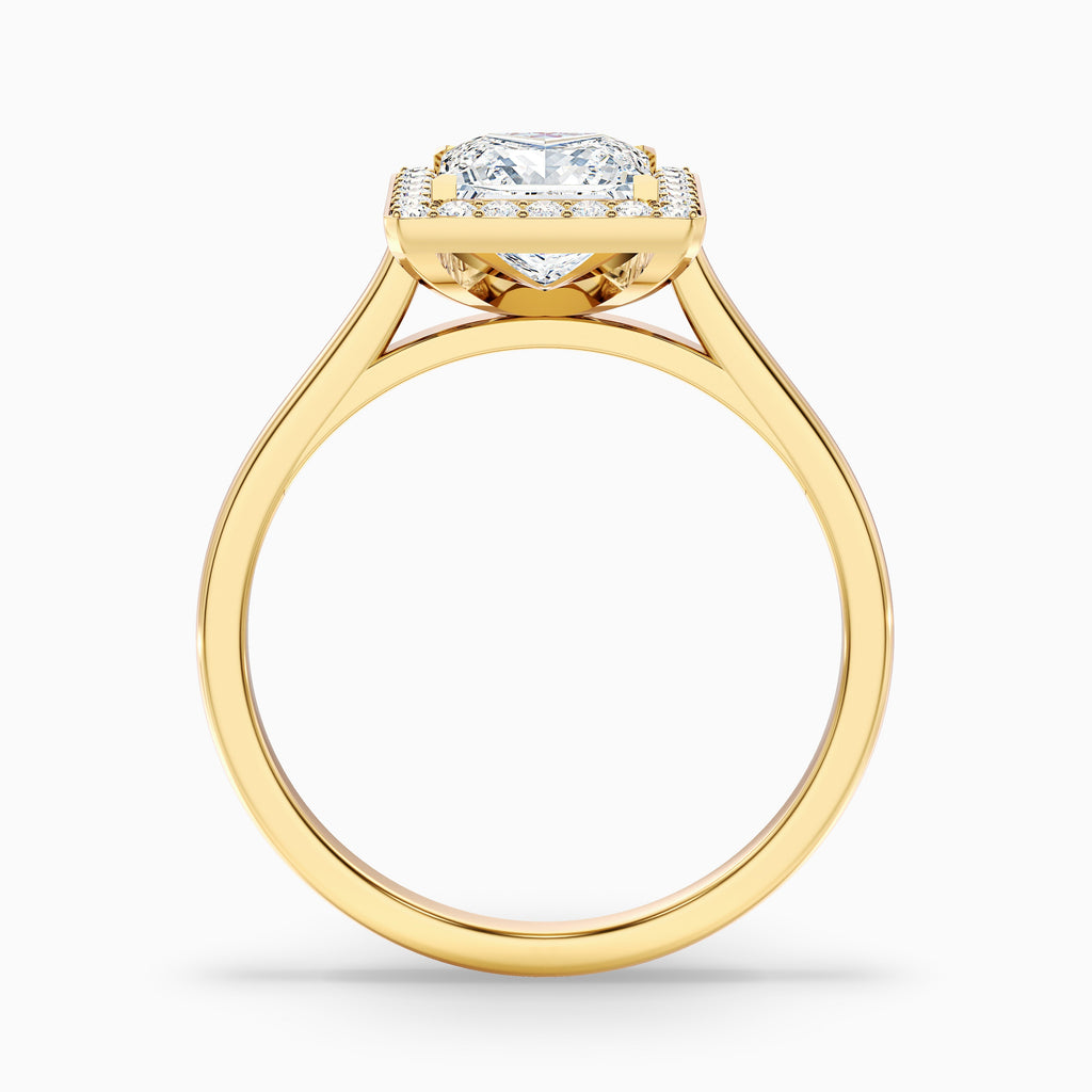 Fiona 3.5 Carat Princess Cut Halo Pave Moissanite Diamond Ring in 14k Rose Gold