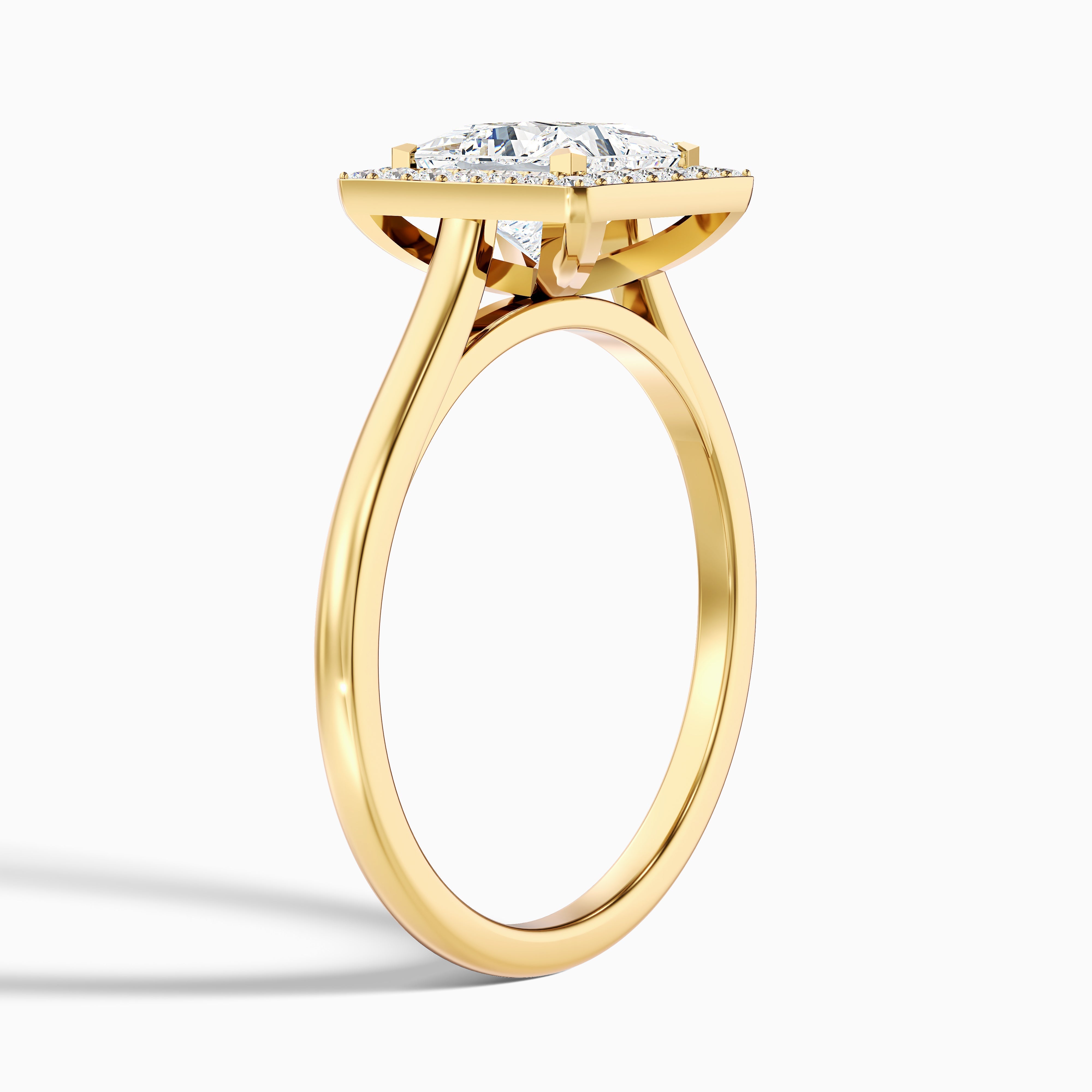 Fiona 2 Carat Princess Cut Halo Pave Moissanite Diamond Ring in Platinum