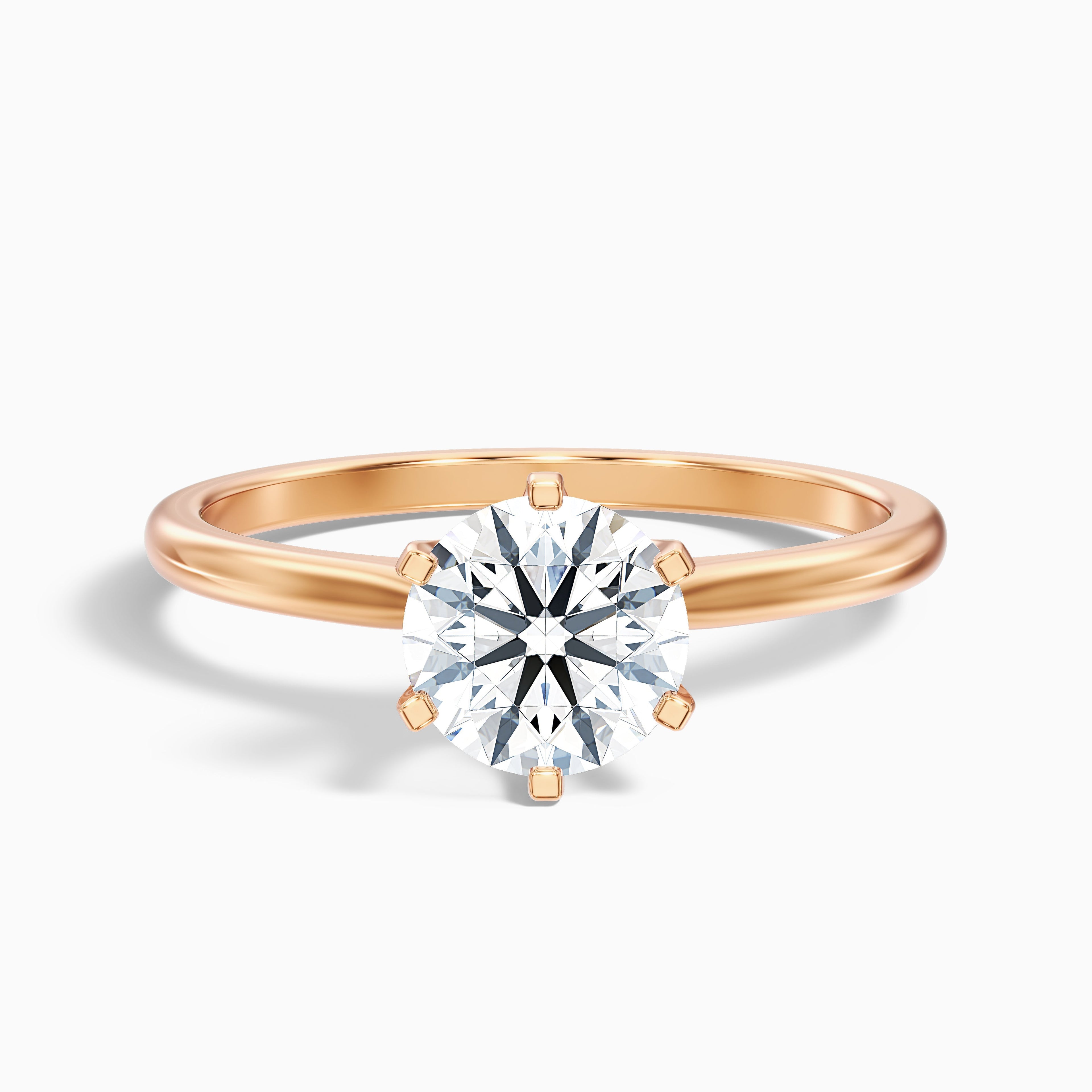 Flora 2.5 Carat Round Solitaire Moissanite Diamond Ring in 18k Rose Gold