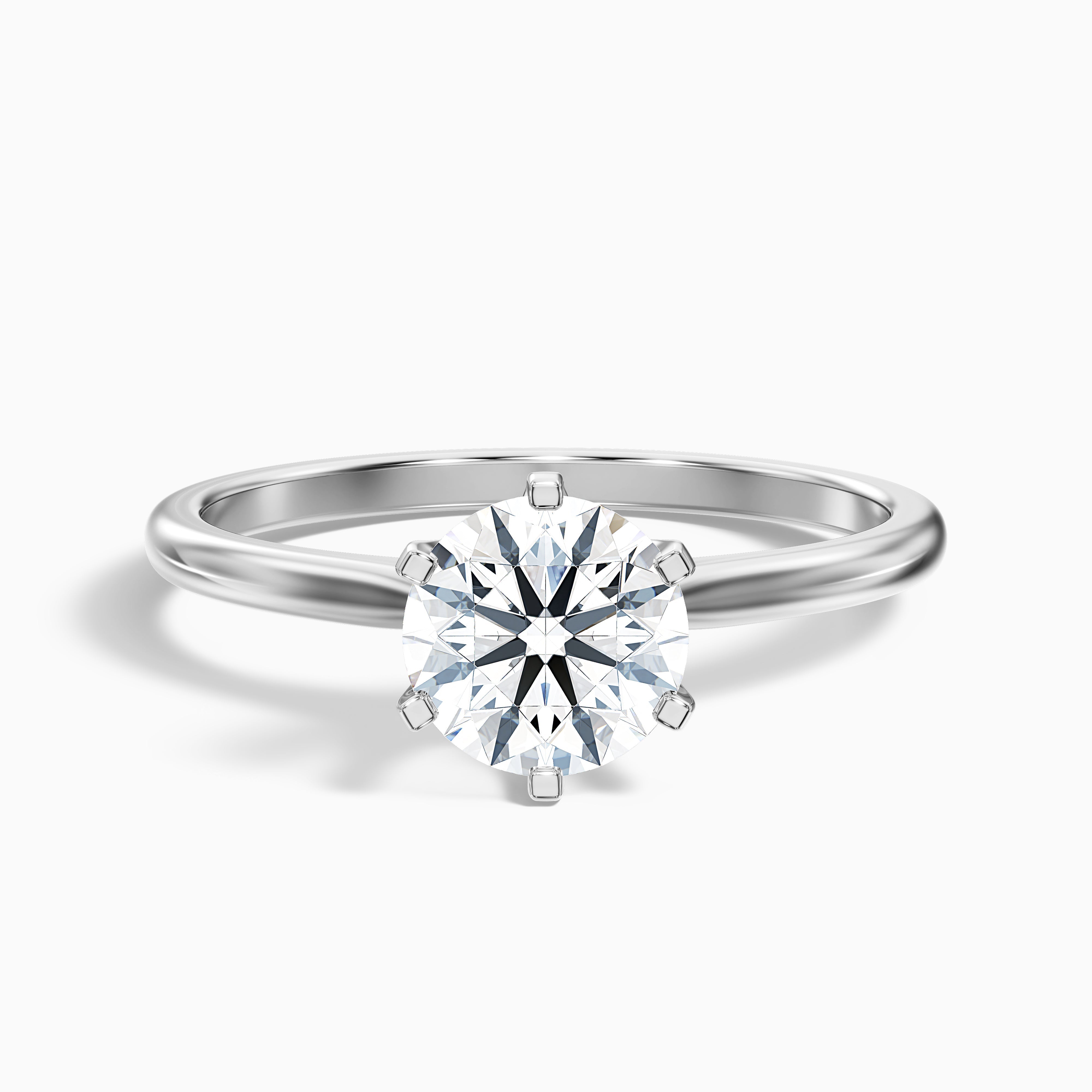 Flora 5 Carat Round Solitaire Moissanite Diamond Ring in 10k White Gold