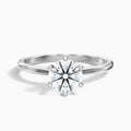 Flora 1 Carat Round Solitaire Moissanite Diamond Ring in 10k White Gold