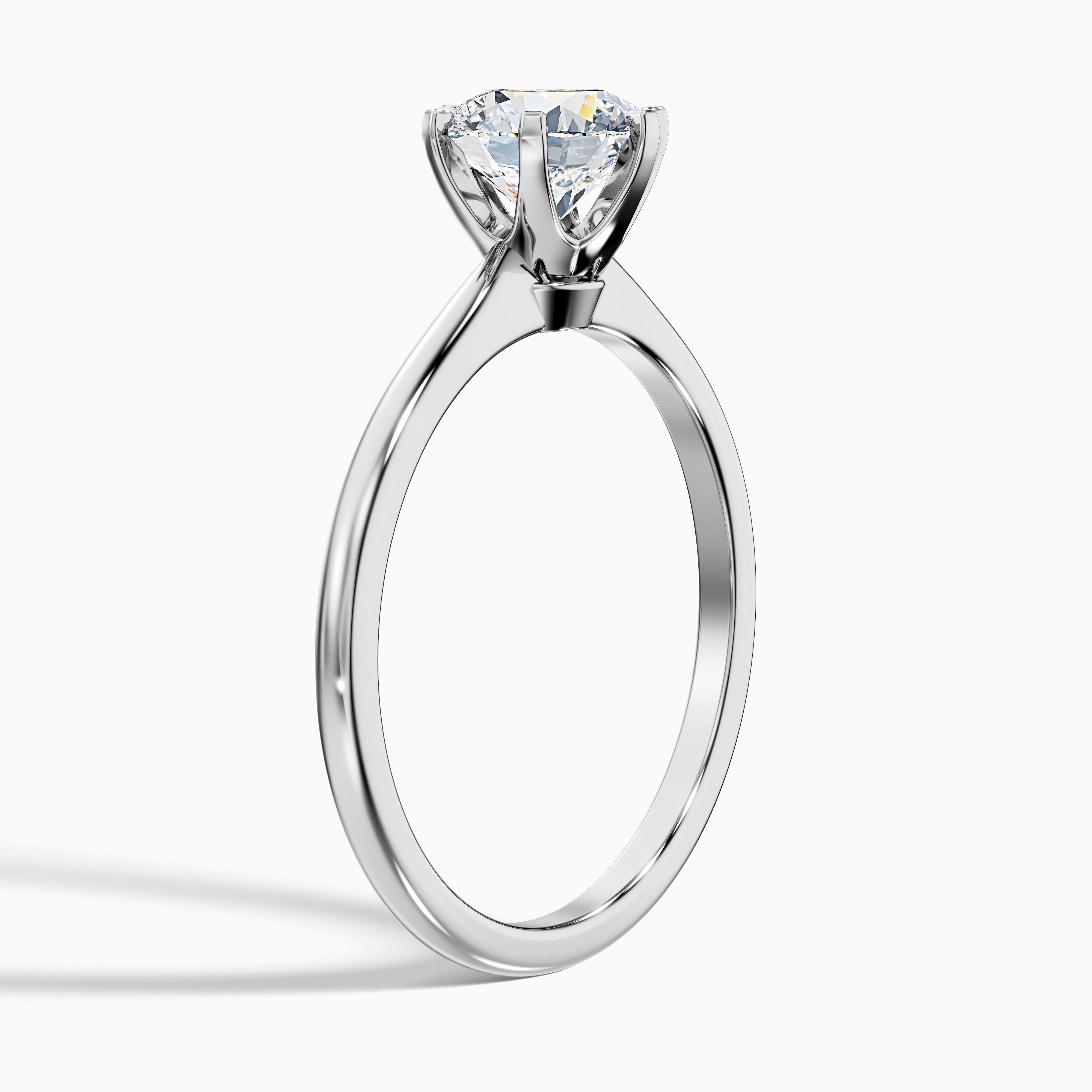 Flora 4 Carat Round Solitaire Moissanite Diamond Ring in 14k Yellow Gold