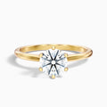 Flora 3 Carat Round Solitaire Moissanite Diamond Ring in 10k Yellow Gold