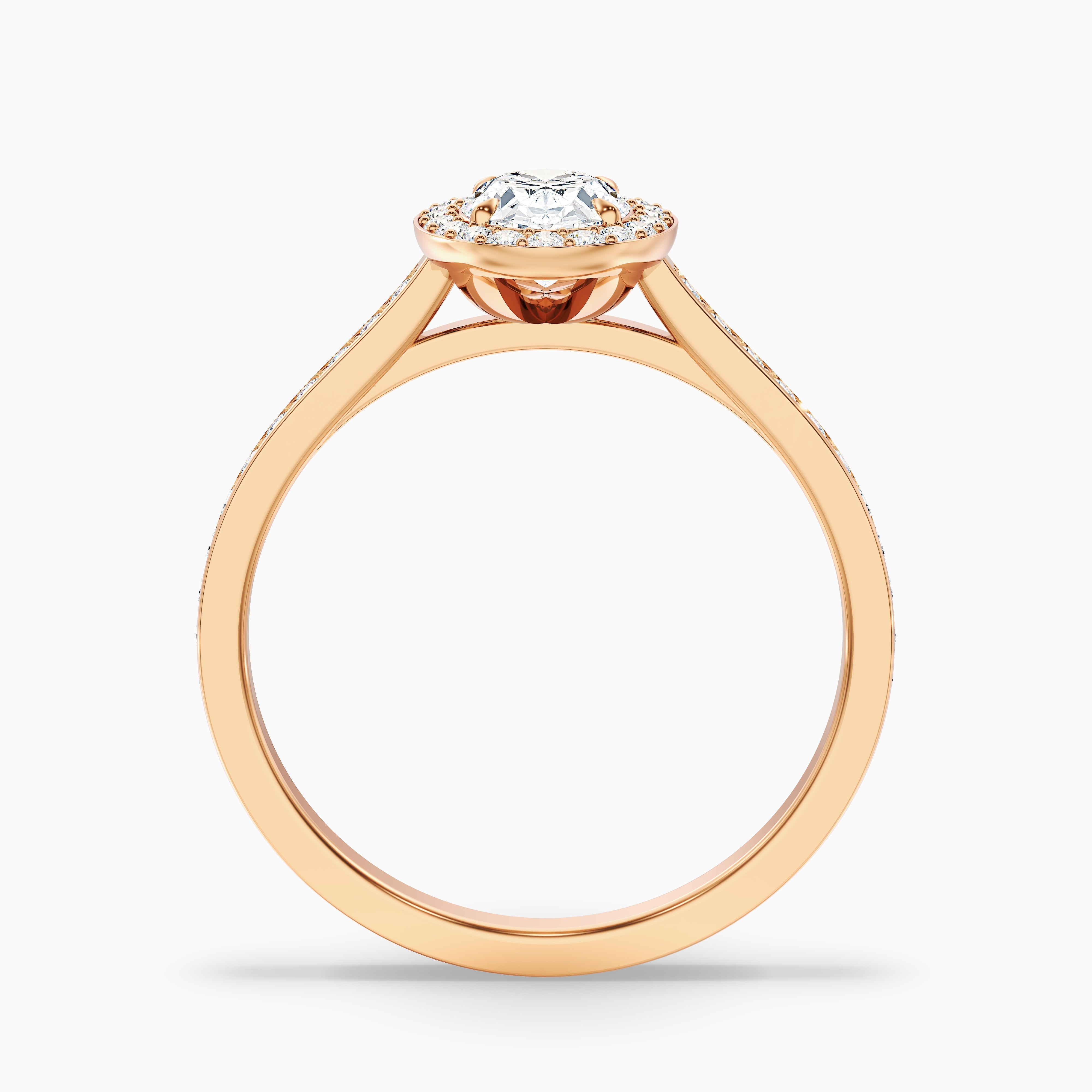Emily 4.5 Carat Oval Halo Pave Moissanite Diamond Ring in 18k Rose Gold