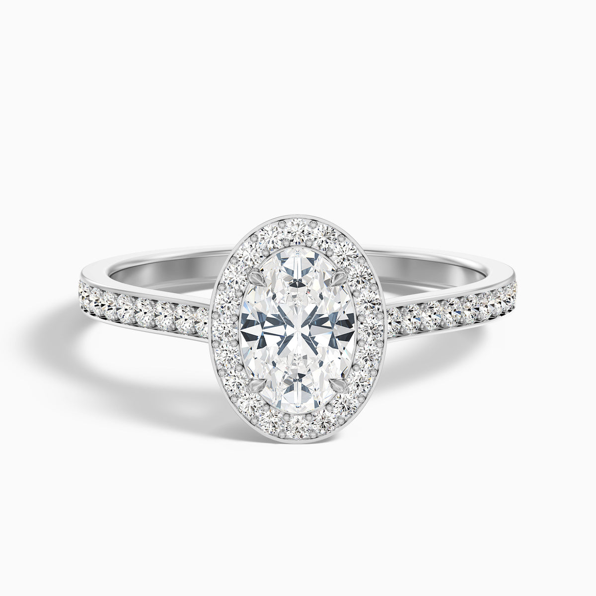 Emily 5 Carat Oval Halo Pave Moissanite Diamond Ring in 14k Yellow Gold