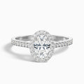 Emily 2 Carat Oval Halo Pave Moissanite Diamond Ring in Platinum