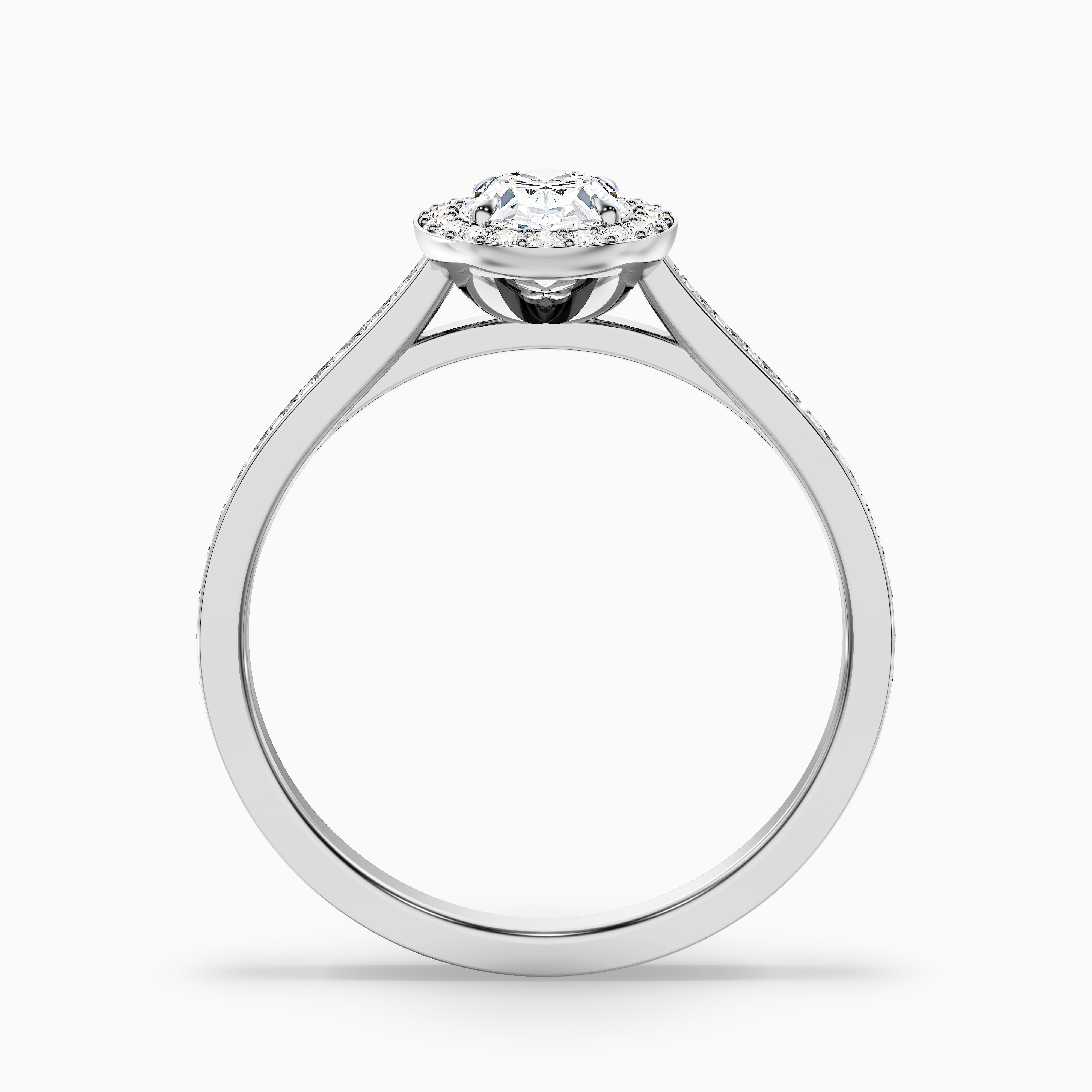 Emily 4 Carat Oval Halo Pave Moissanite Diamond Ring in 10k White Gold