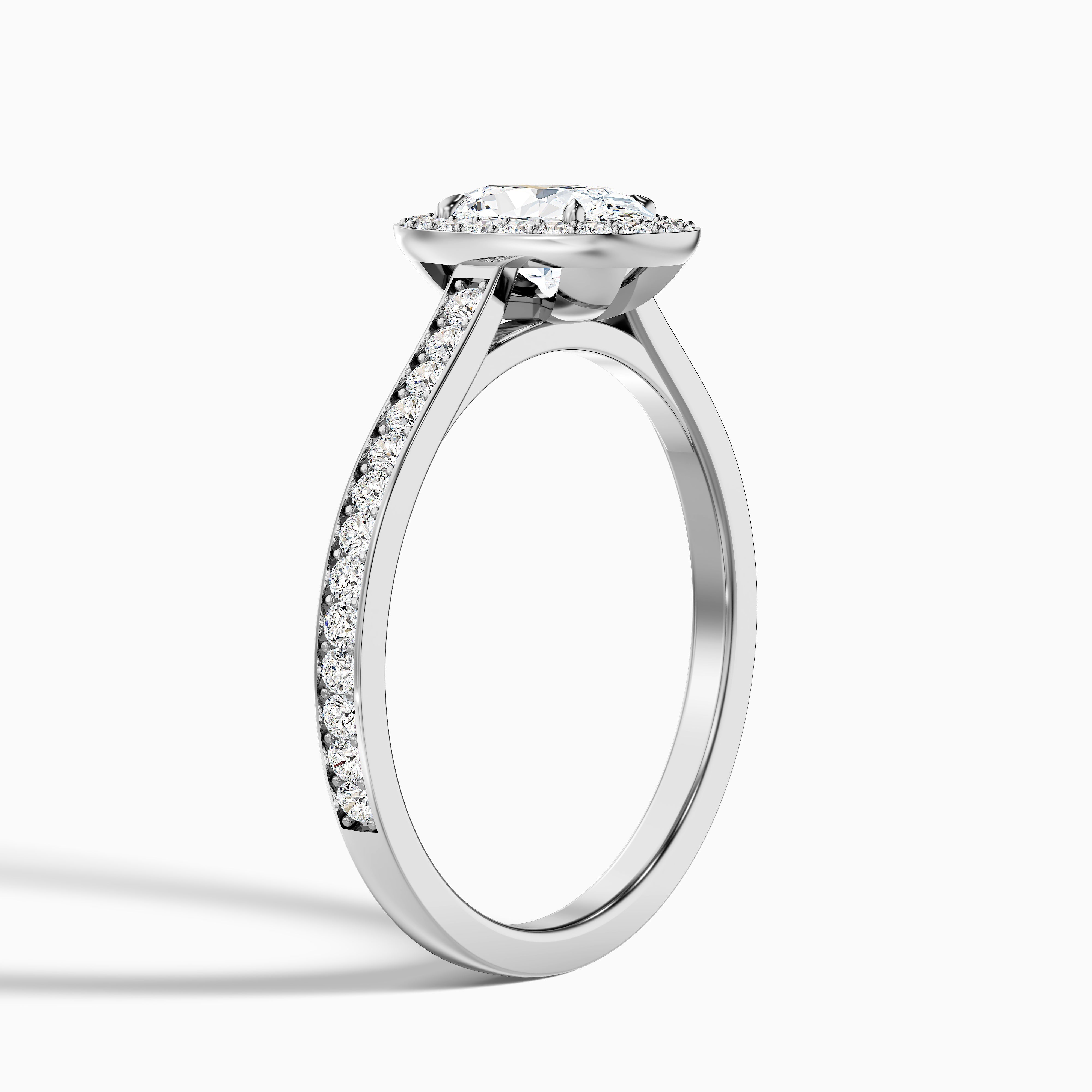 Emily 3 Carat Oval Halo Pave Moissanite Diamond Ring in Platinum