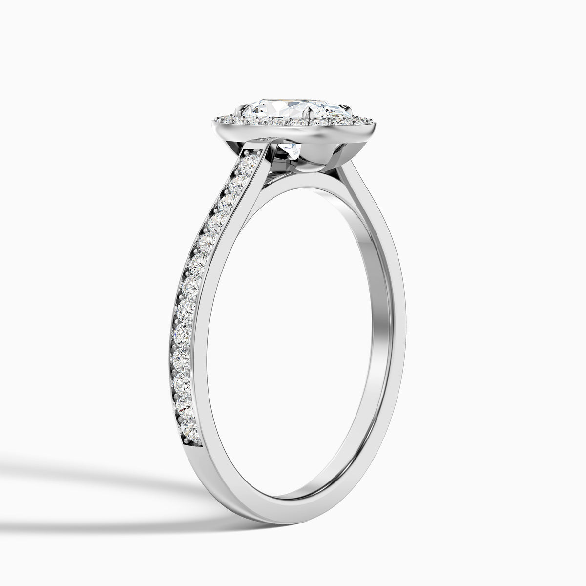 Emily 2.5 Carat Oval Halo Pave Moissanite Diamond Ring in 10k Yellow Gold