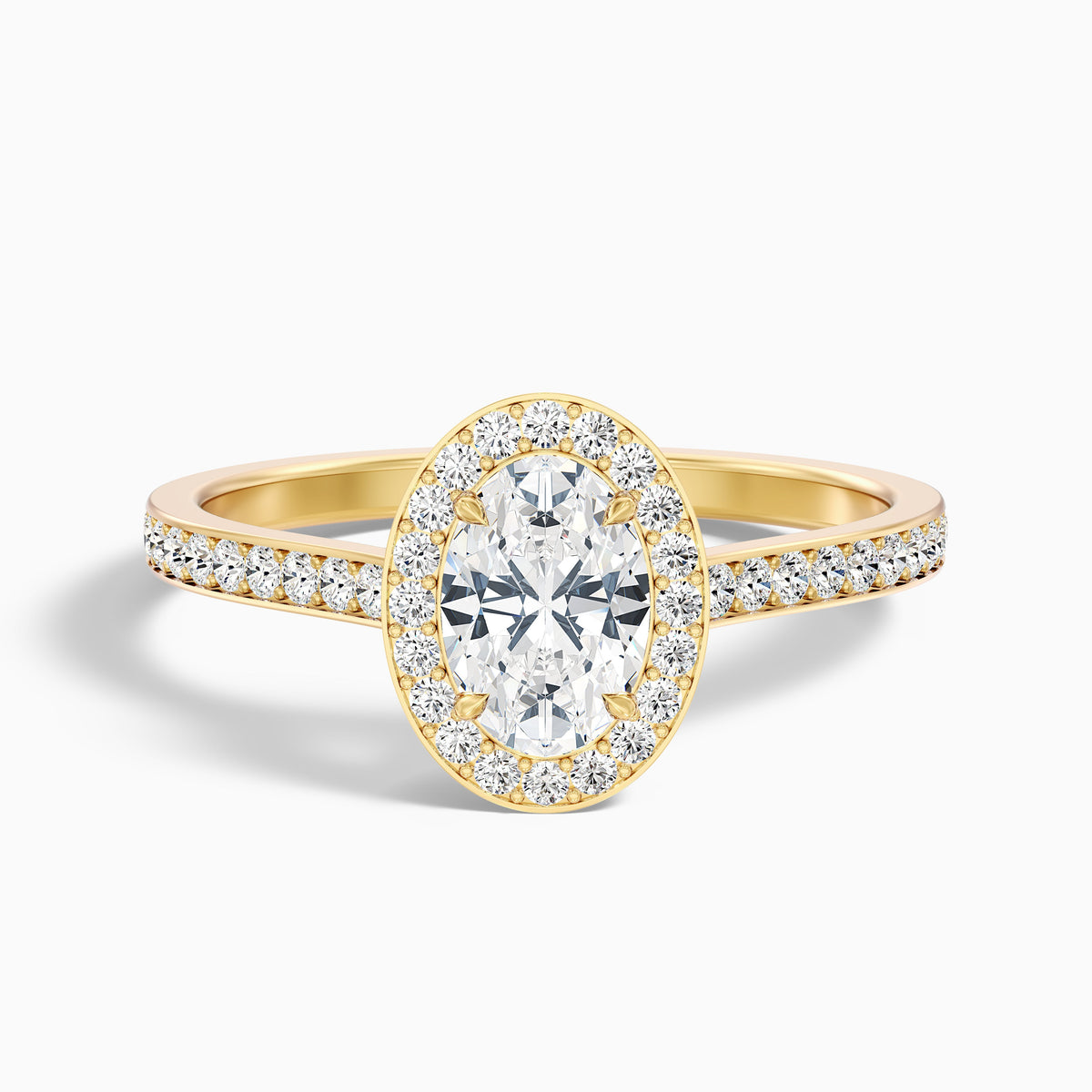 Emily 4.5 Carat Oval Halo Pave Moissanite Diamond Ring in 14k Rose Gold