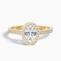 Emily 4.5 Carat Oval Halo Pave Moissanite Diamond Ring in 18k Yellow Gold